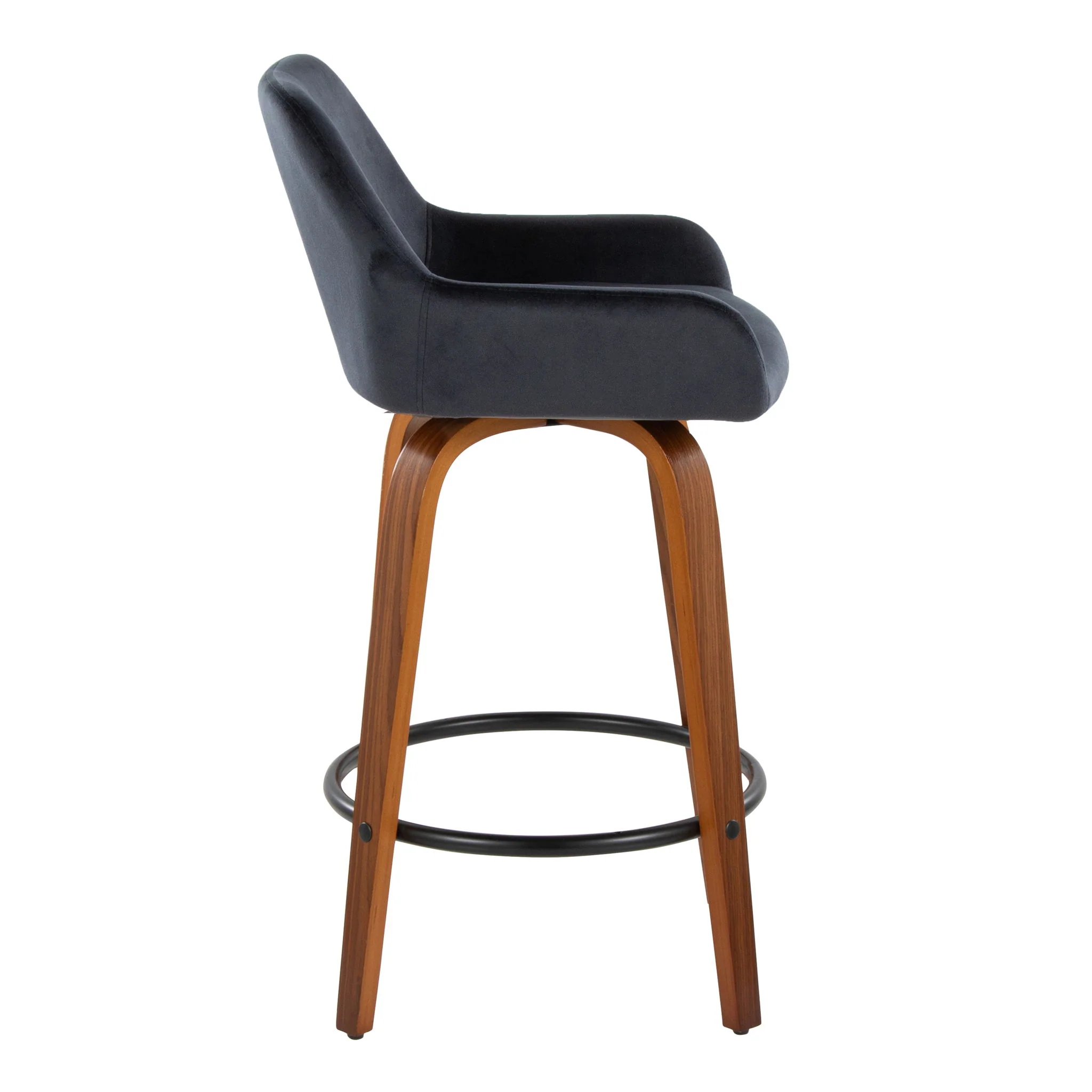 Daniella - Contemporary Fixed Height Counter Stool With Swivel With Round Footrest (Set of 2) - Image 12