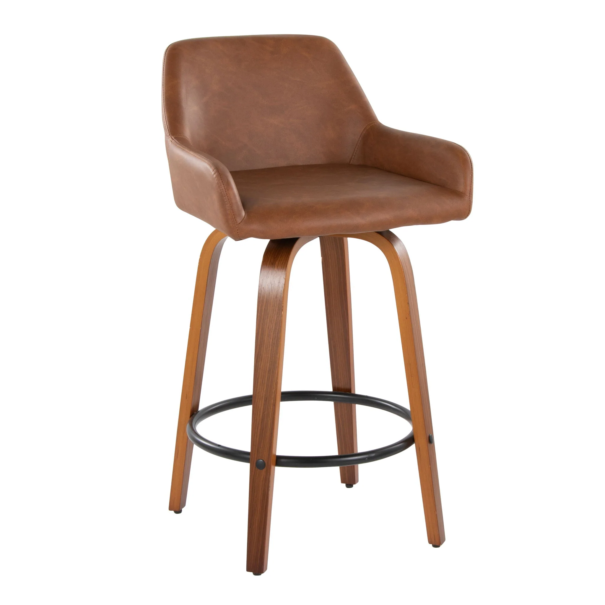 Daniella - Contemporary Fixed Height Counter Stool With Swivel With Round Footrest (Set of 2) - Image 16