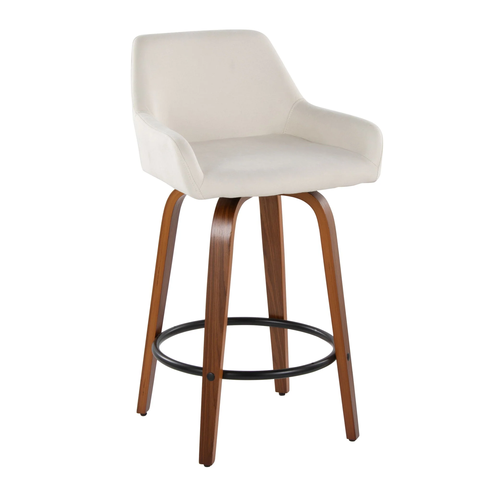 Daniella - Contemporary Fixed Height Counter Stool With Swivel With Round Footrest (Set of 2) - Image 17