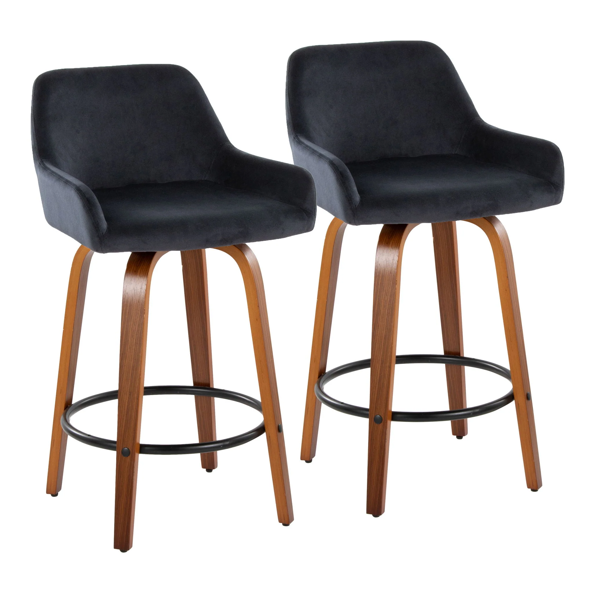 Daniella - Contemporary Fixed Height Counter Stool With Swivel With Round Footrest (Set of 2) - Image 4