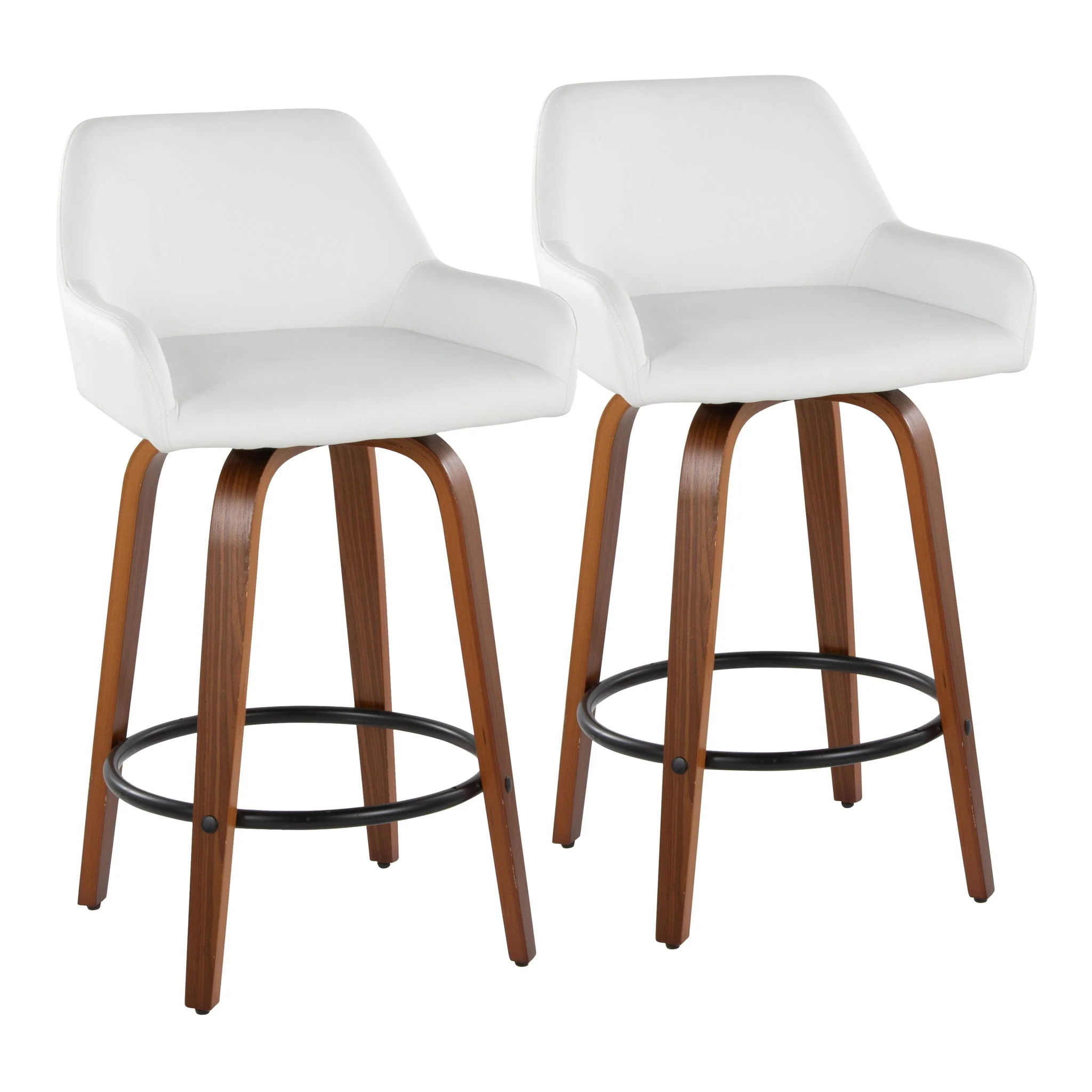 Daniella - Contemporary Fixed Height Counter Stool With Swivel With Round Footrest (Set of 2) - Image 5