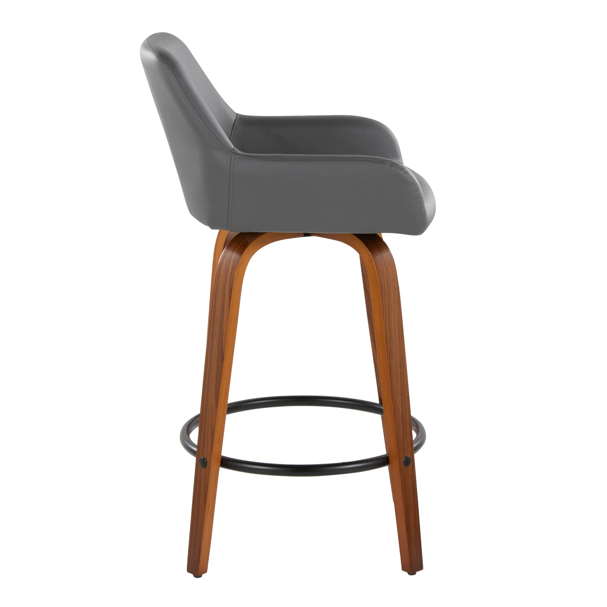 Daniella - Contemporary Fixed Height Counter Stool With Swivel With Round Footrest (Set of 2) - Image 9