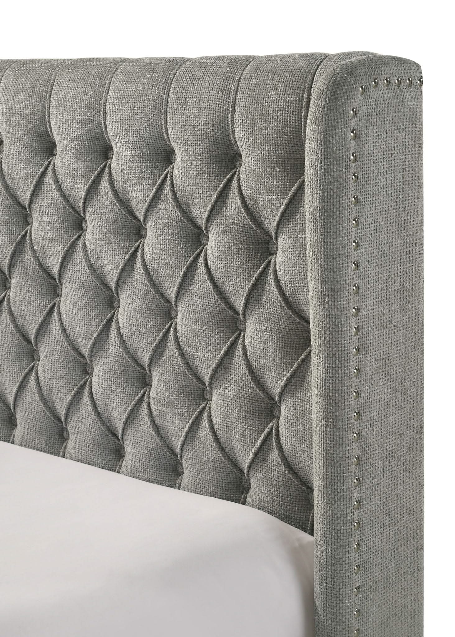 Daphne - Queen Bed - Light Gray Tweed - Image 2