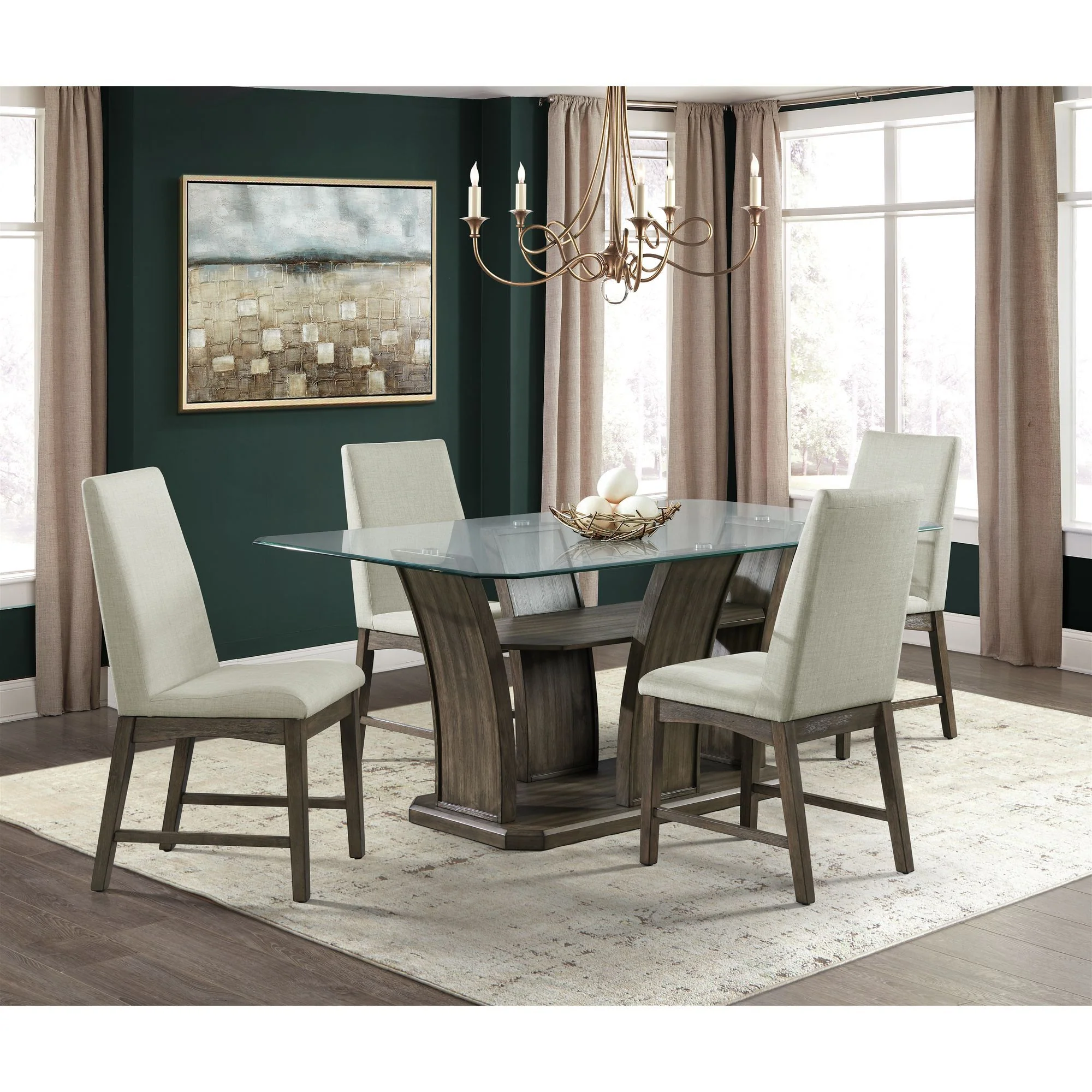 Dapper - 5 Piece Rectangular Standard Height Dining Set Table & Four Chairs - Walnut - Image 4