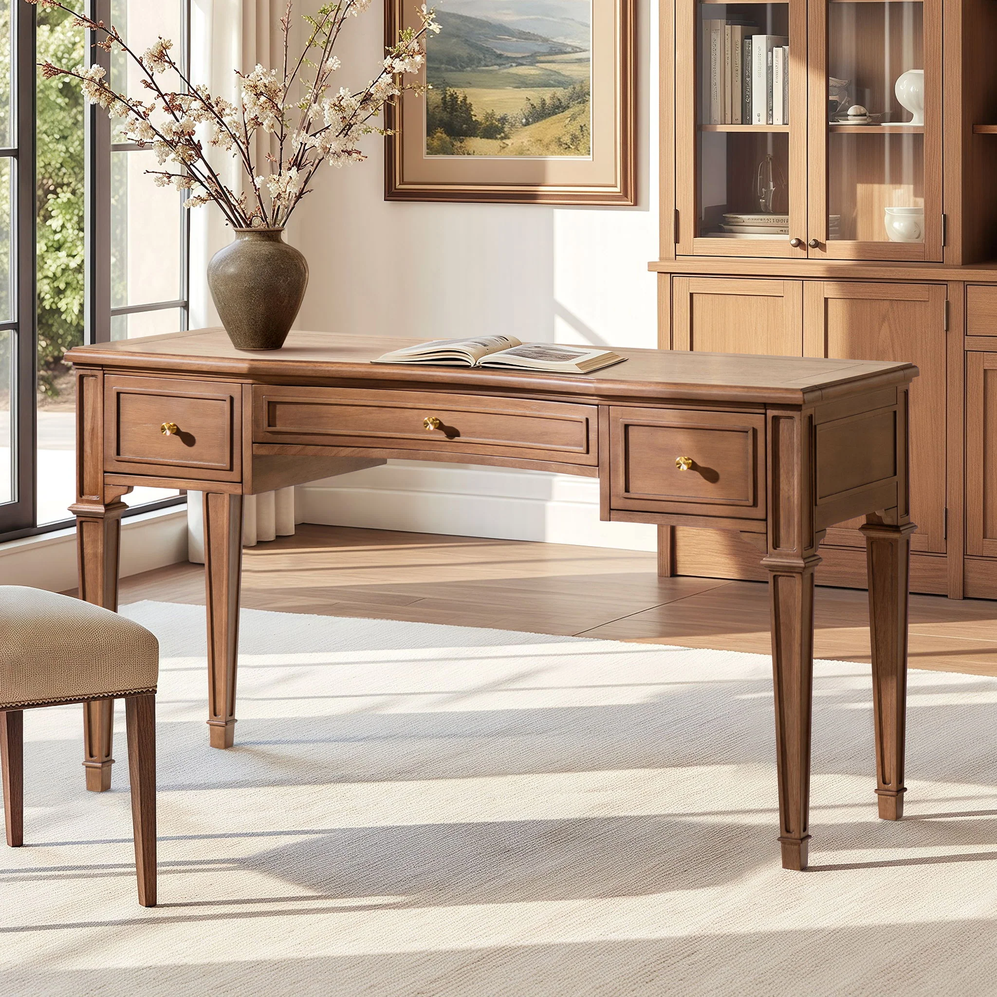 Dauphin - 3 Drawer Executive Desk - Brown - Image 2