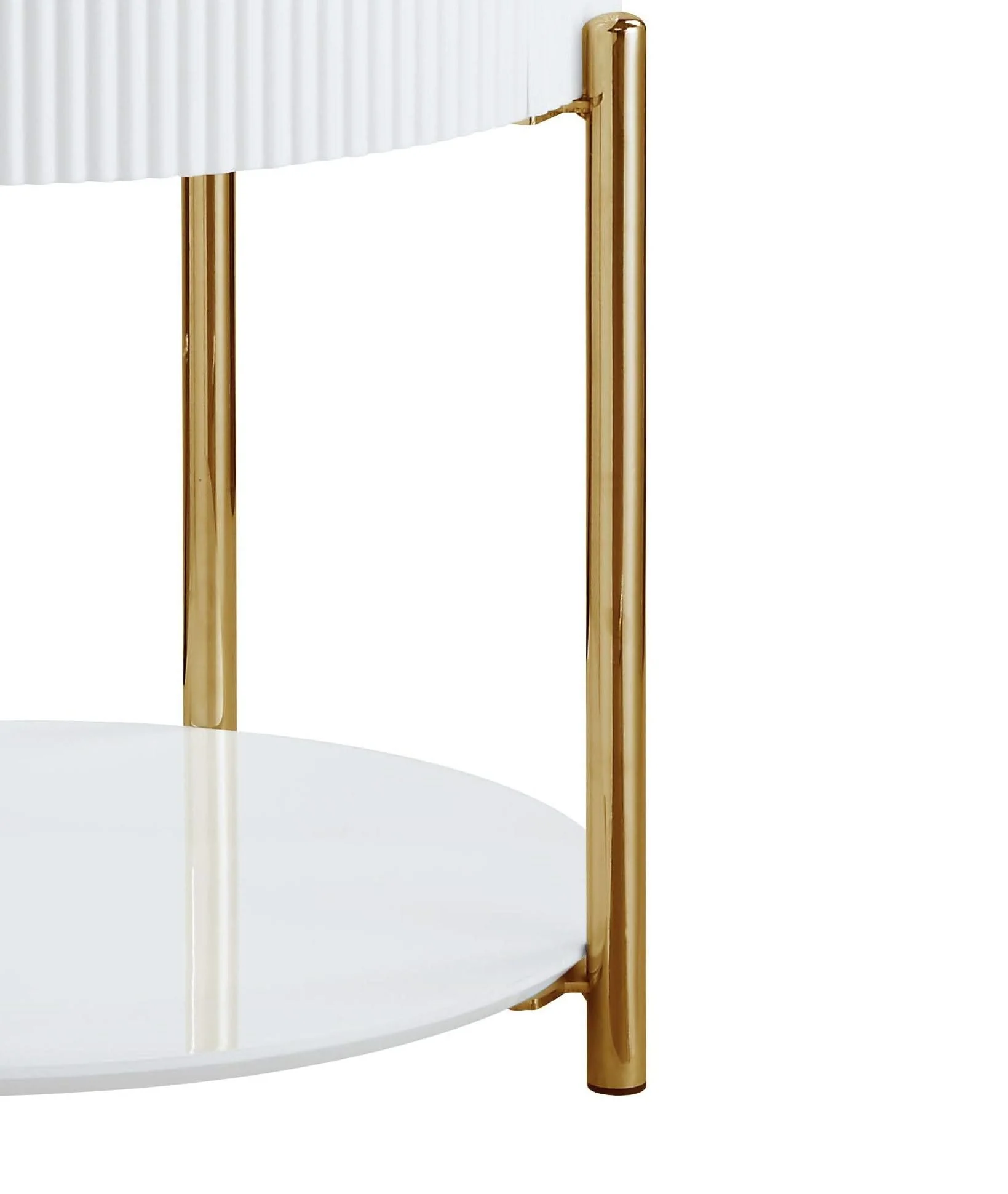Daveigh - High Gloss End Table - Gold / White - Image 3