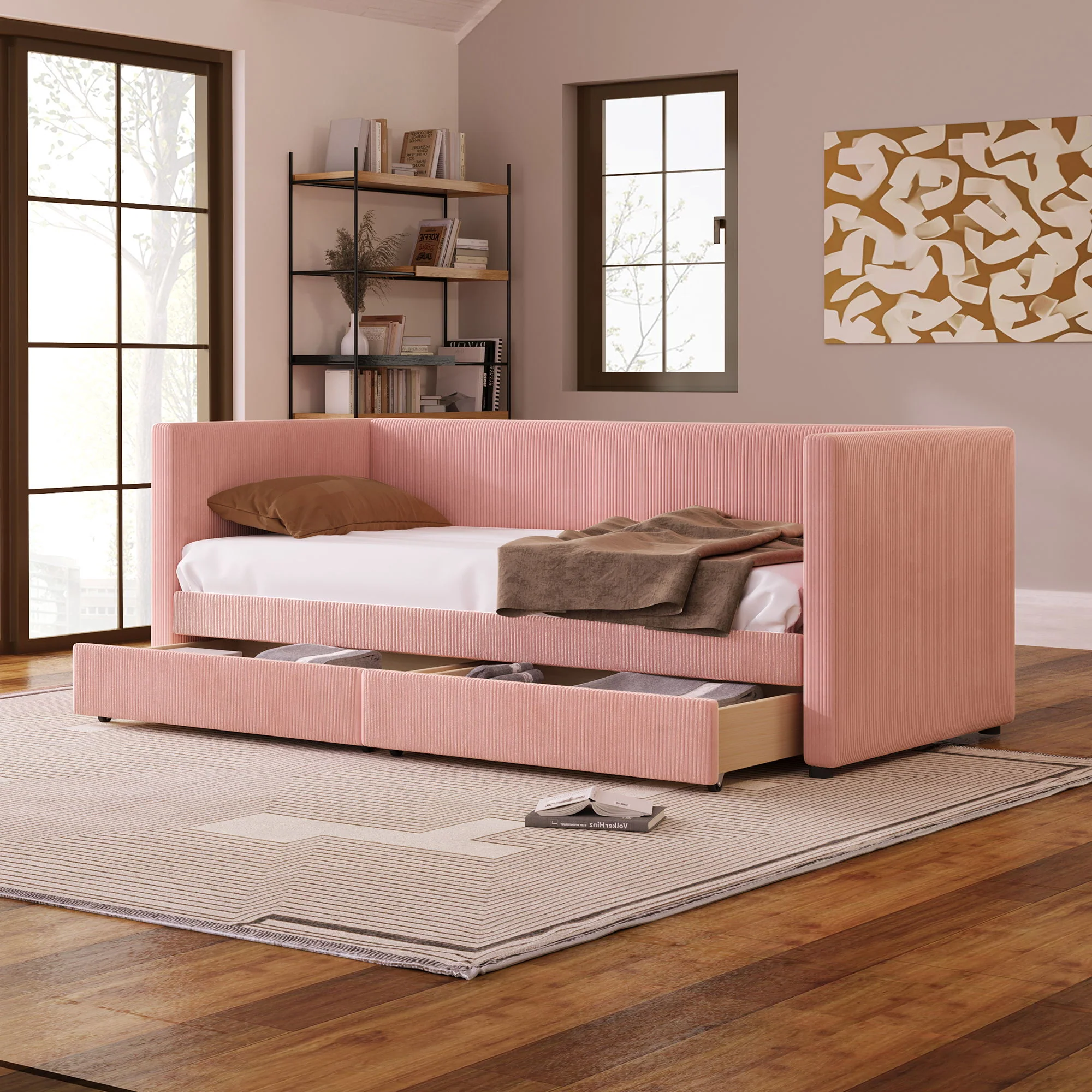 Daybed With Two Drawers And Wood Slat - Image 3