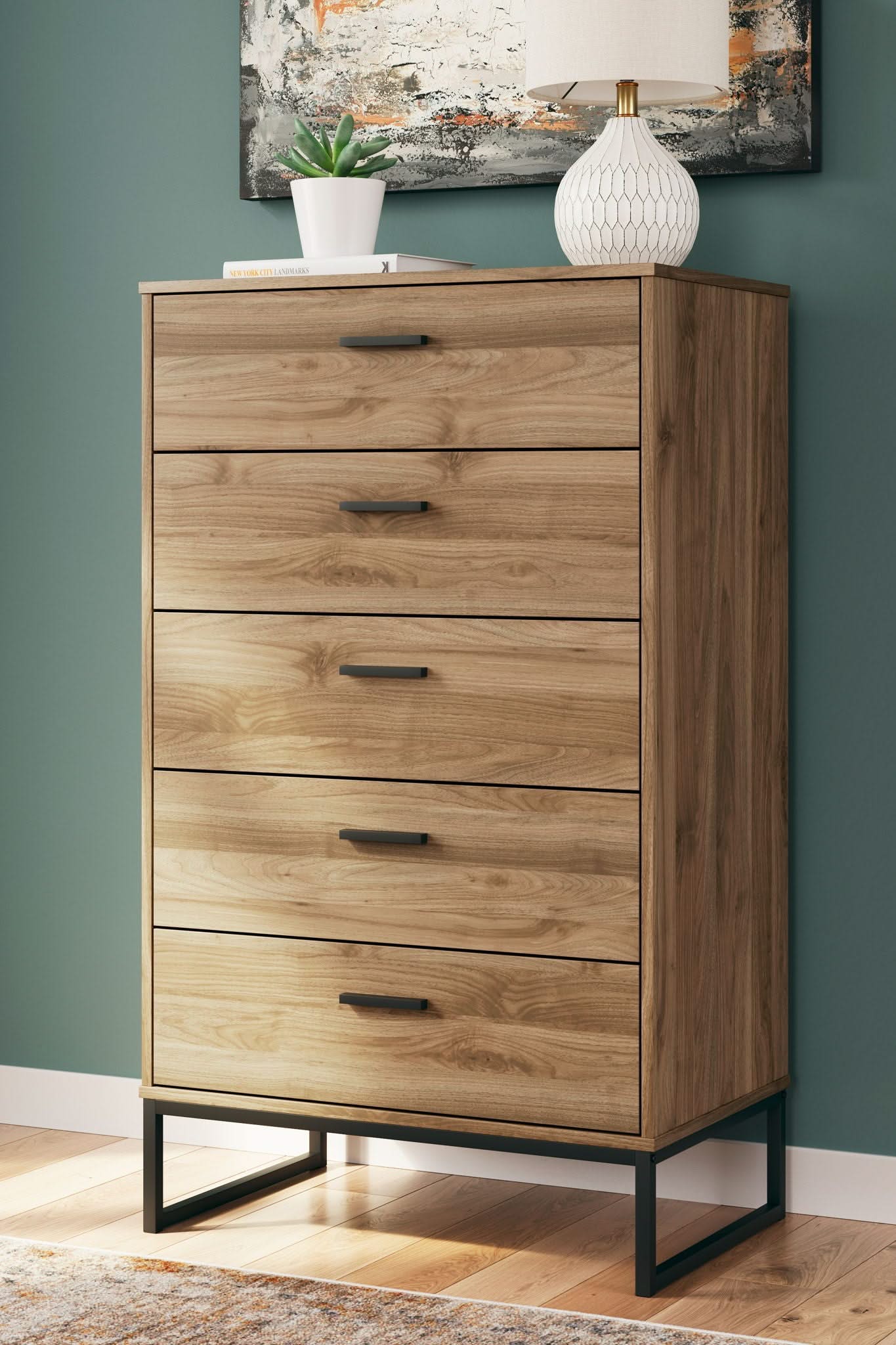 Deanlow - Five Drawer Chest - Honey - Image 2