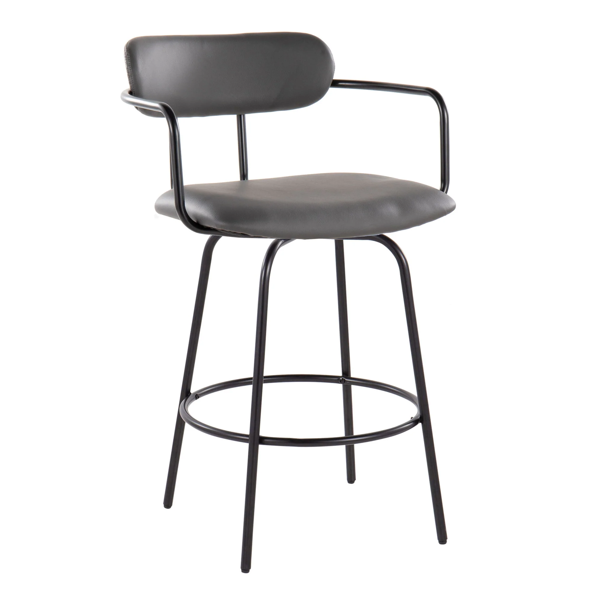 Demi - Contemporary Fixed Height Counter Stool With Swivel With Round Footrest (Set of 2) - Image 2