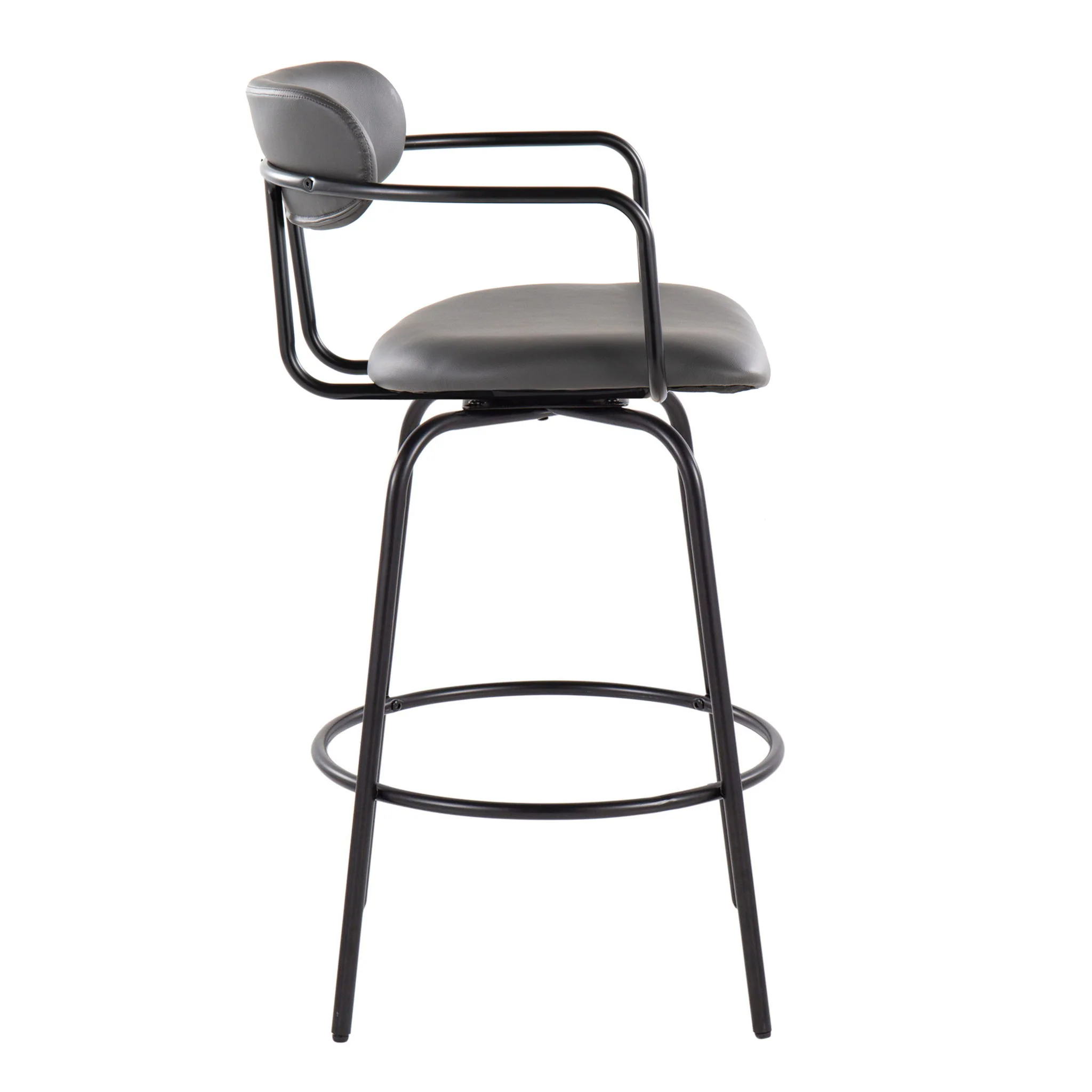 Demi - Contemporary Fixed Height Counter Stool With Swivel With Round Footrest (Set of 2) - Image 3
