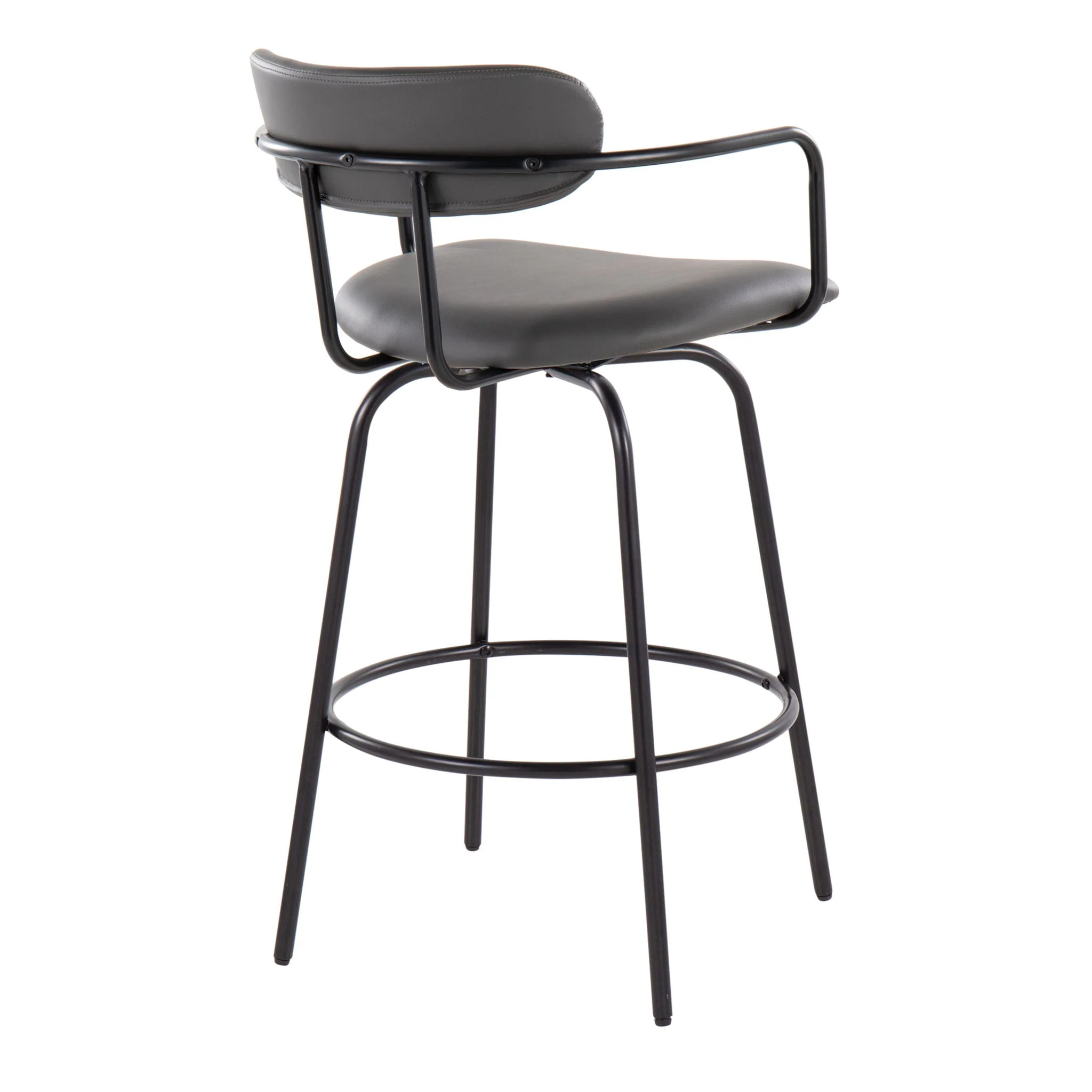Demi - Contemporary Fixed Height Counter Stool With Swivel With Round Footrest (Set of 2) - Image 4