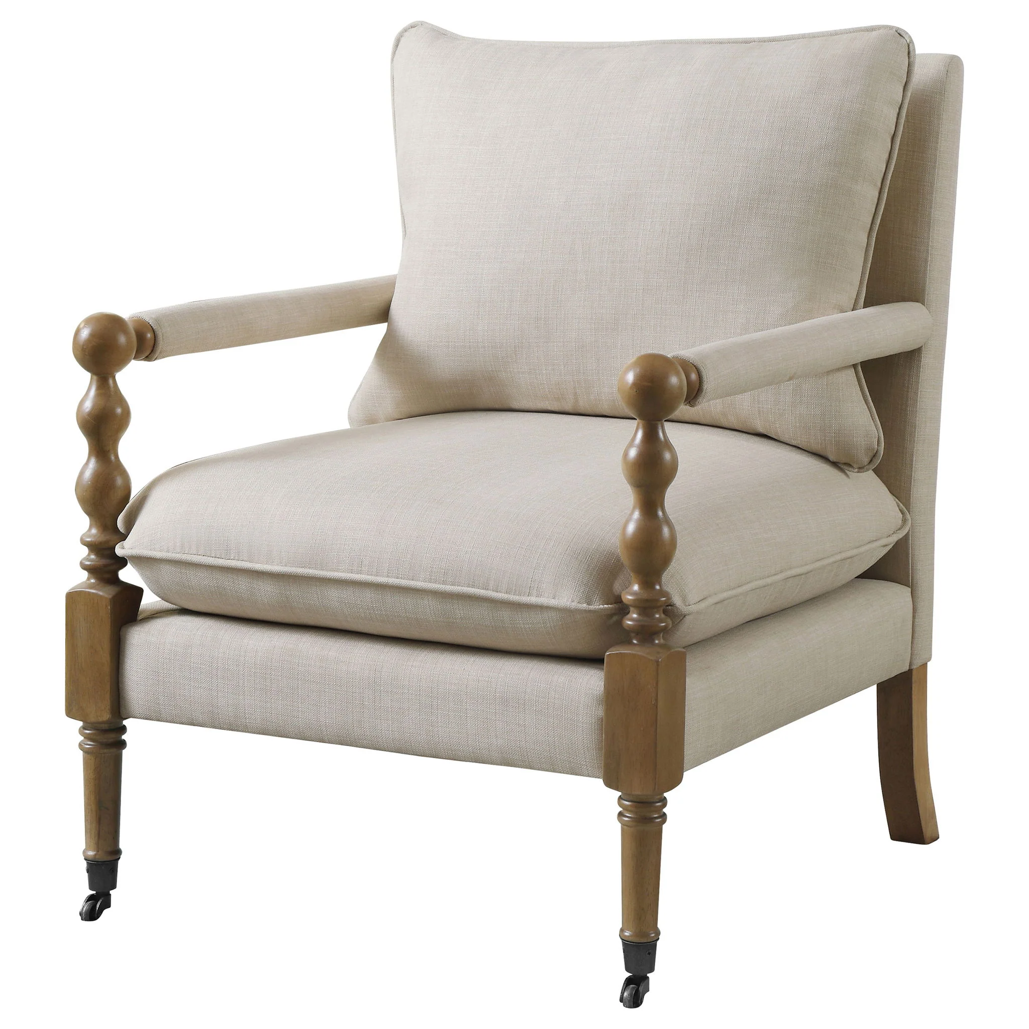 Dempsy Upholstered Accent Chair with Casters Beige - Image 4