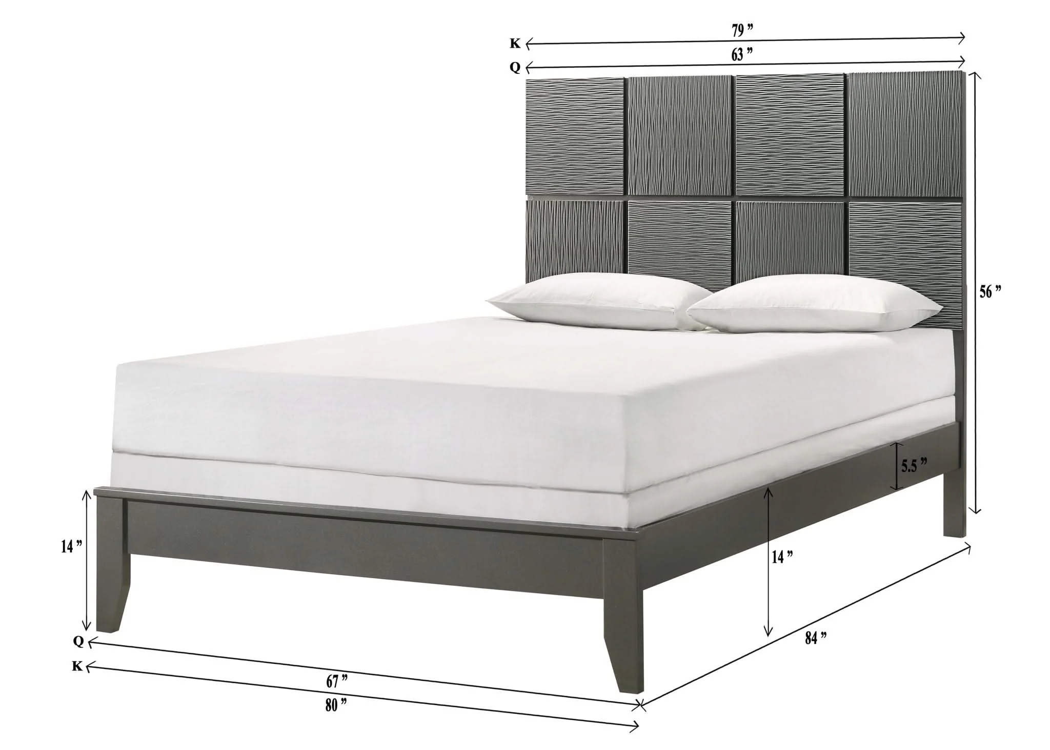 Denker - King Bed - Gun Metal - Image 2