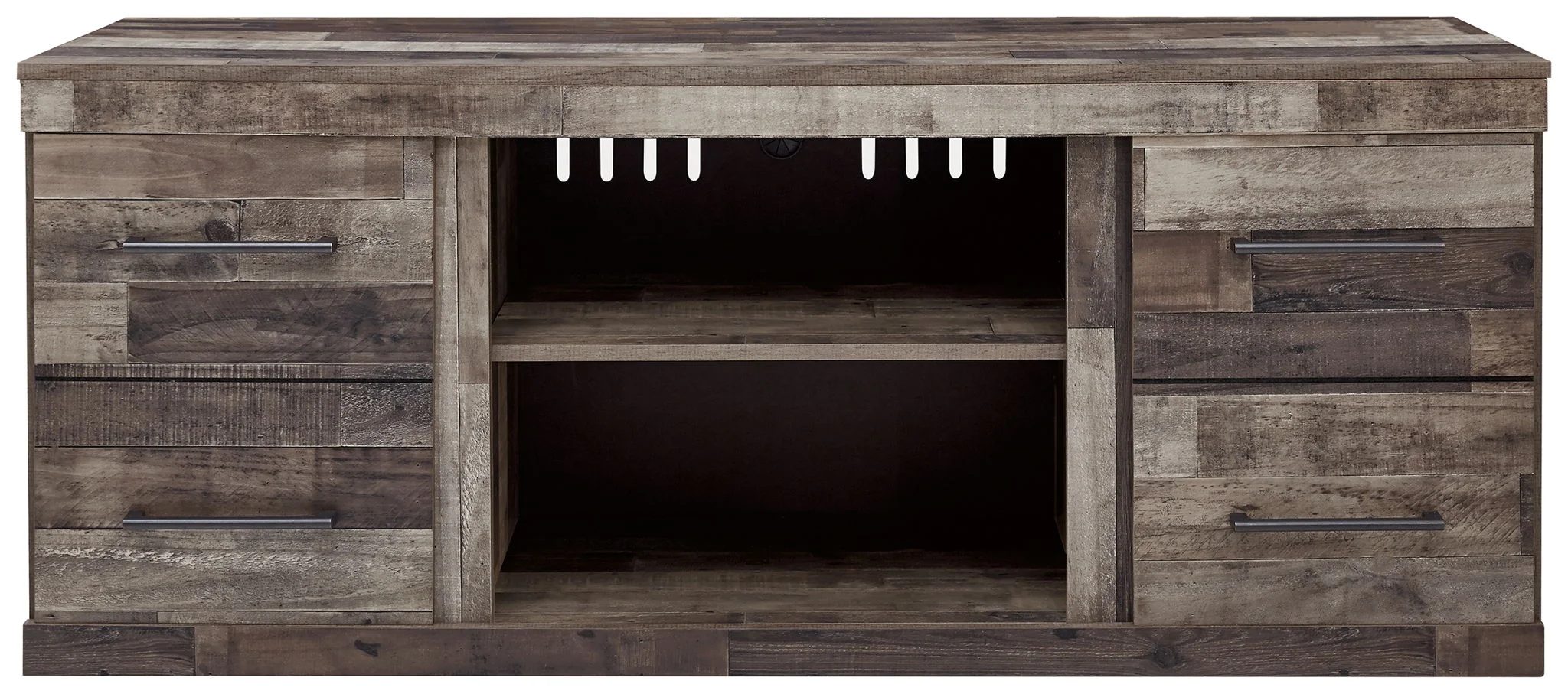 Derekson - LG TV Stand w/Fireplace Option - Multi Gray - Image 2