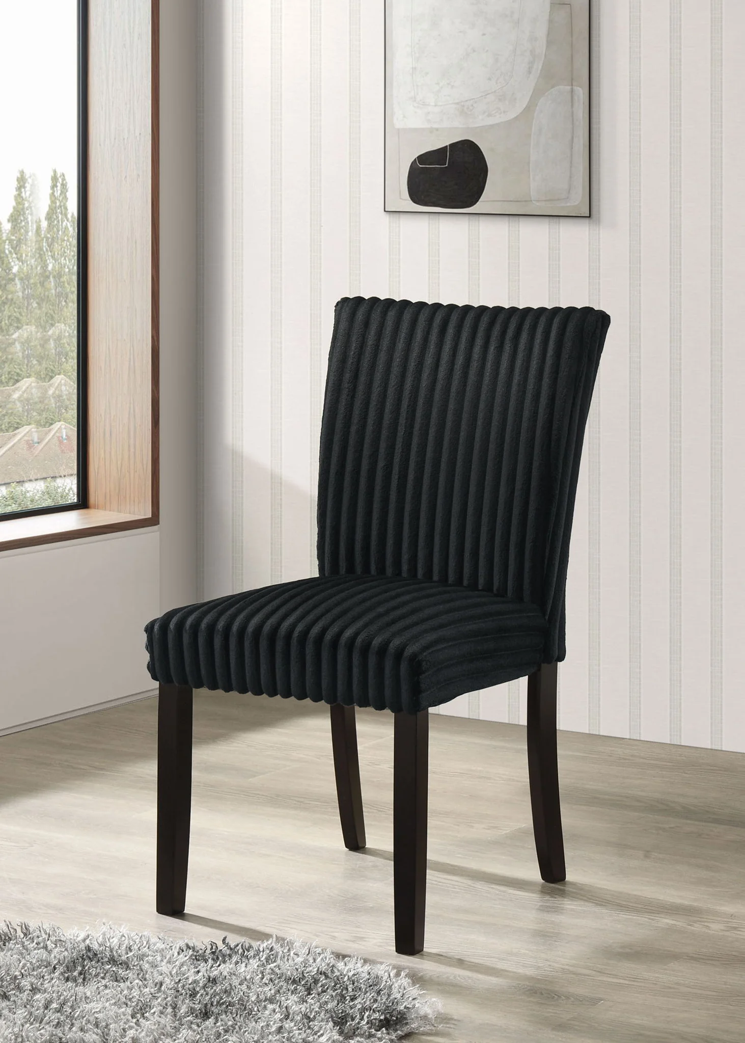 Dermott Upholstered Parson Dining Side Chair Black (Set of 2) - Image 4