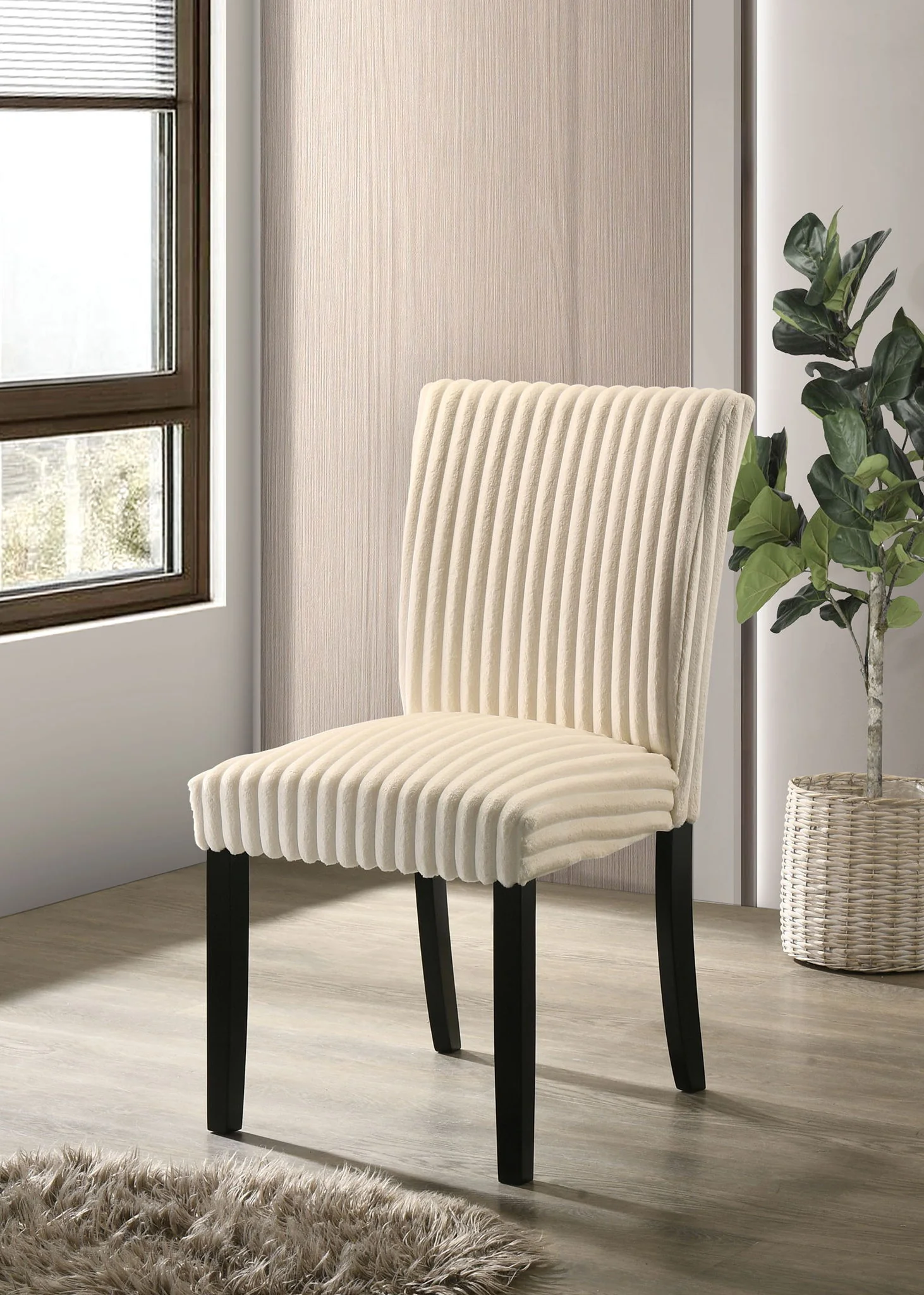 Dermott Upholstered Parson Dining Side Chair Cream (Set of 2) - Image 4