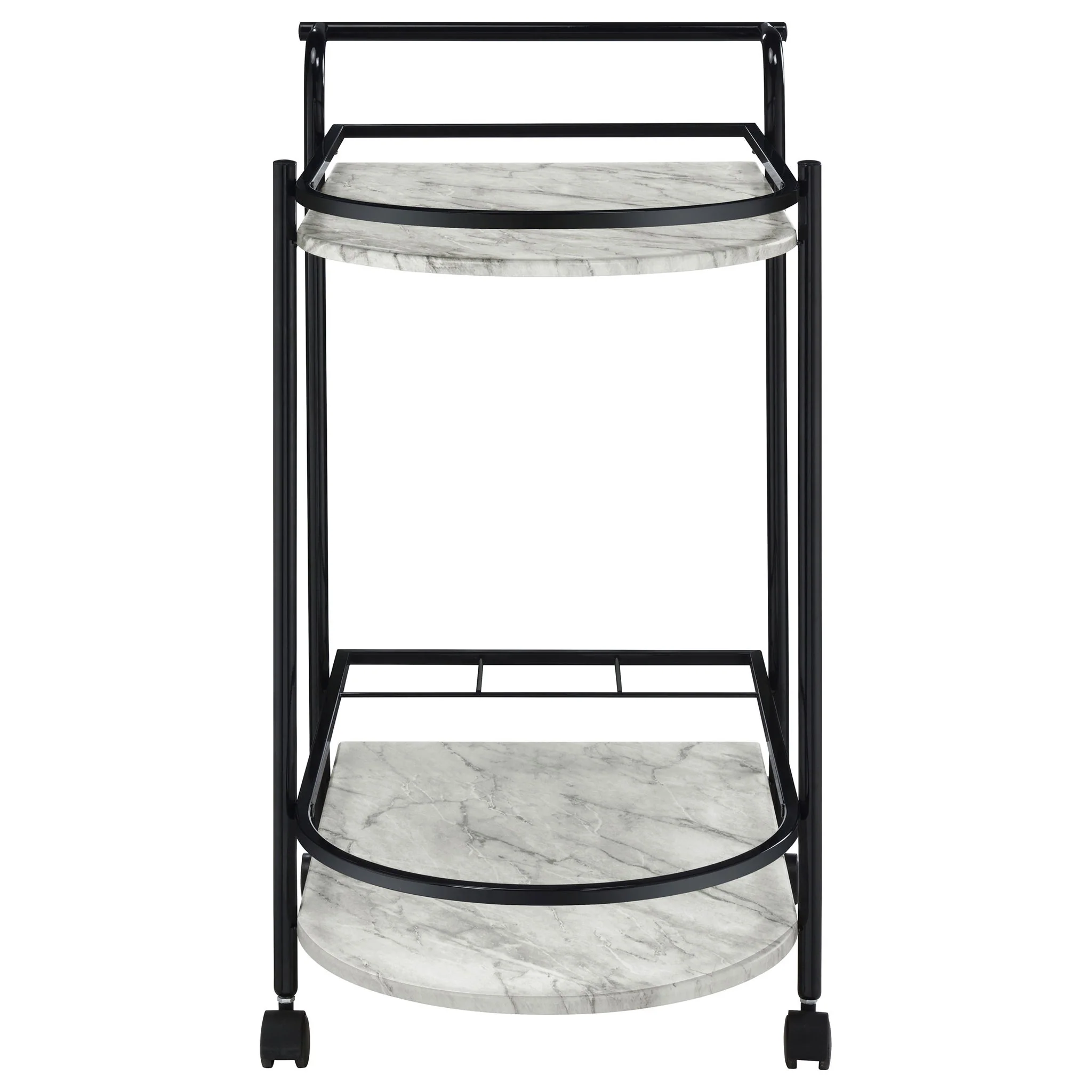 Desiree 2-tier Faux Marble Shelf Metal Bar Cart Black - Image 2