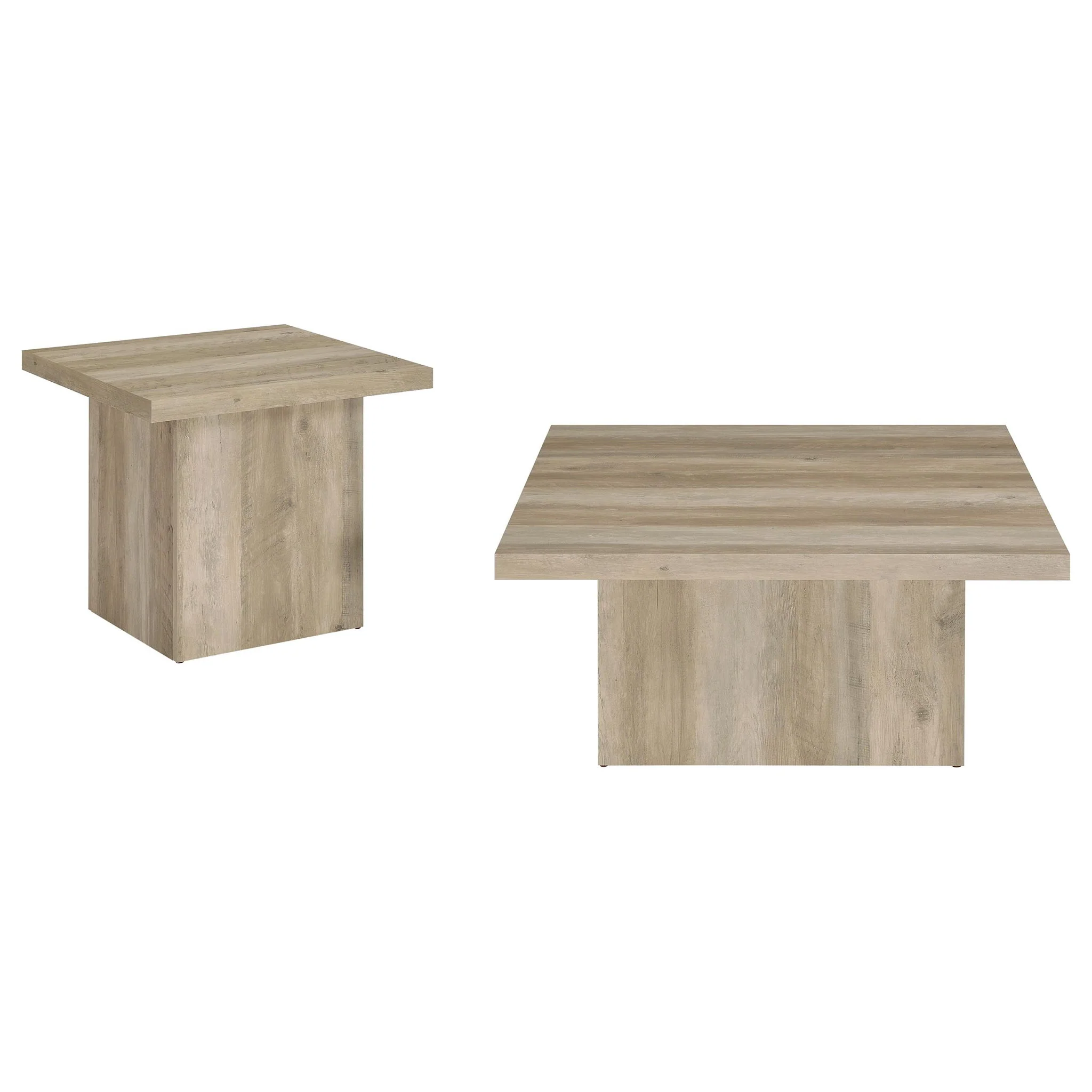Devar 2-piece Square Coffee End Table Set Distressed Pine - Image 3