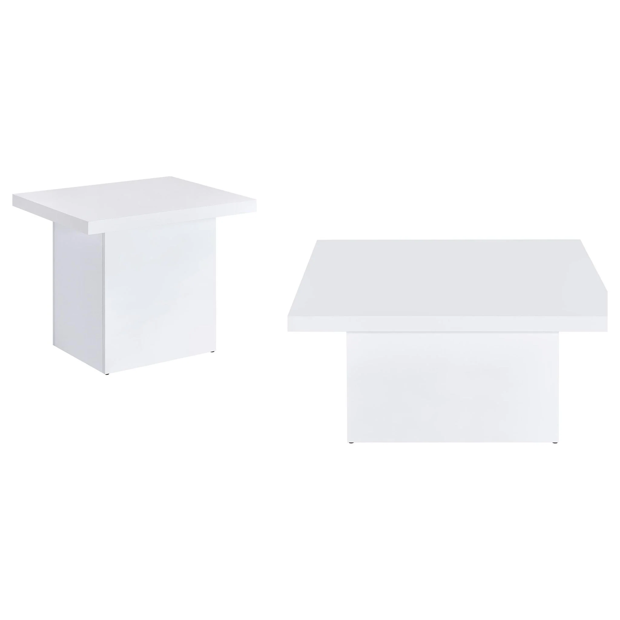 Devar 2-piece Square Coffee End Table Set White High Gloss - Image 4