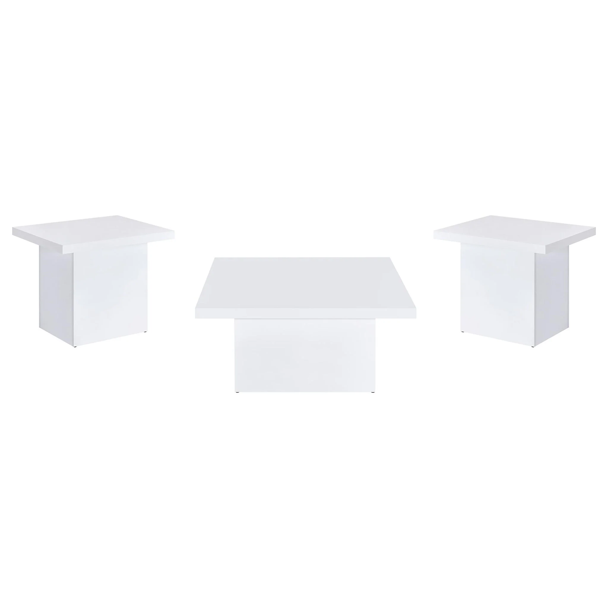 Devar 3-piece Square Coffee End Table Set White High Gloss - Image 3