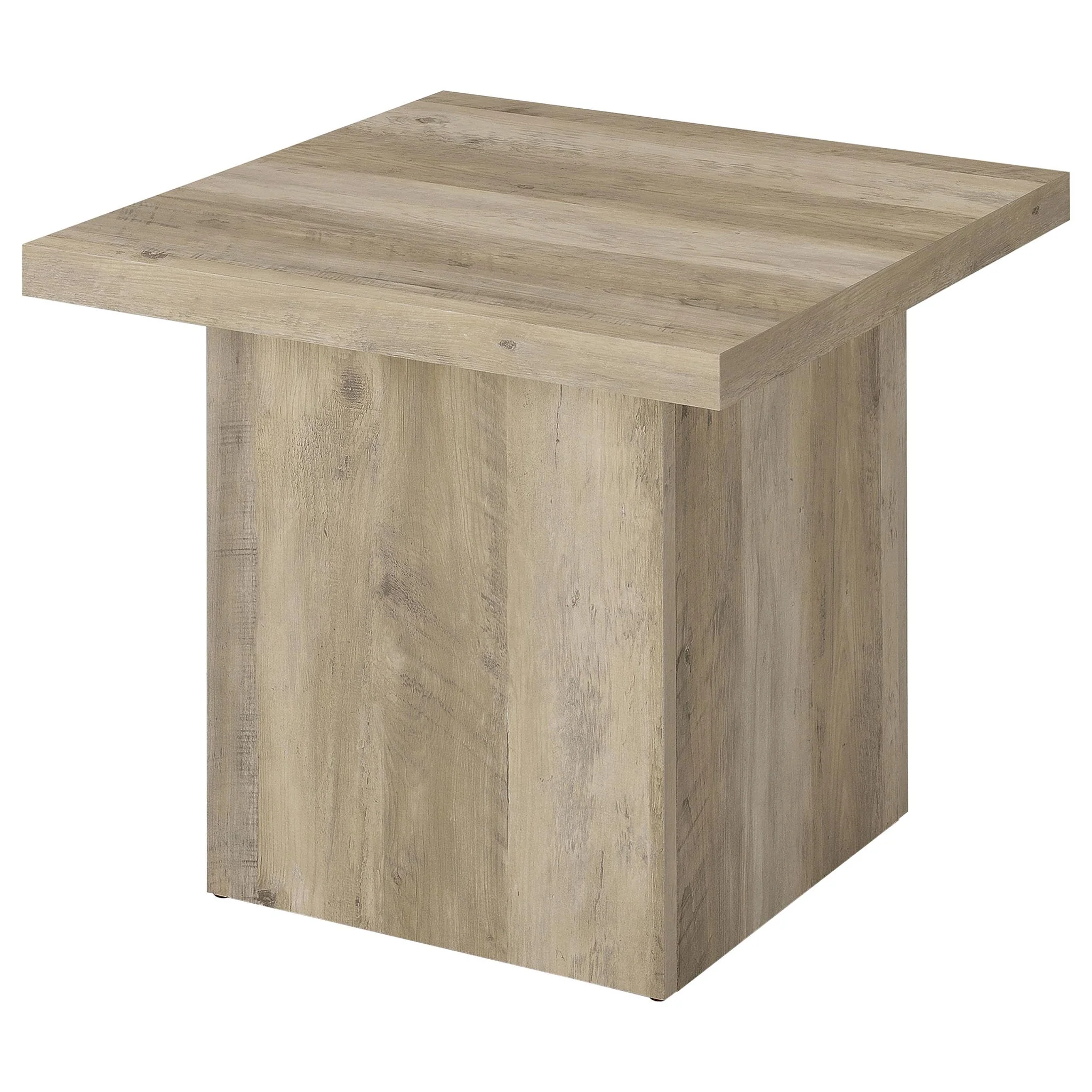 Devar Square Engineered Wood End Table Distressed Pine - Image 3