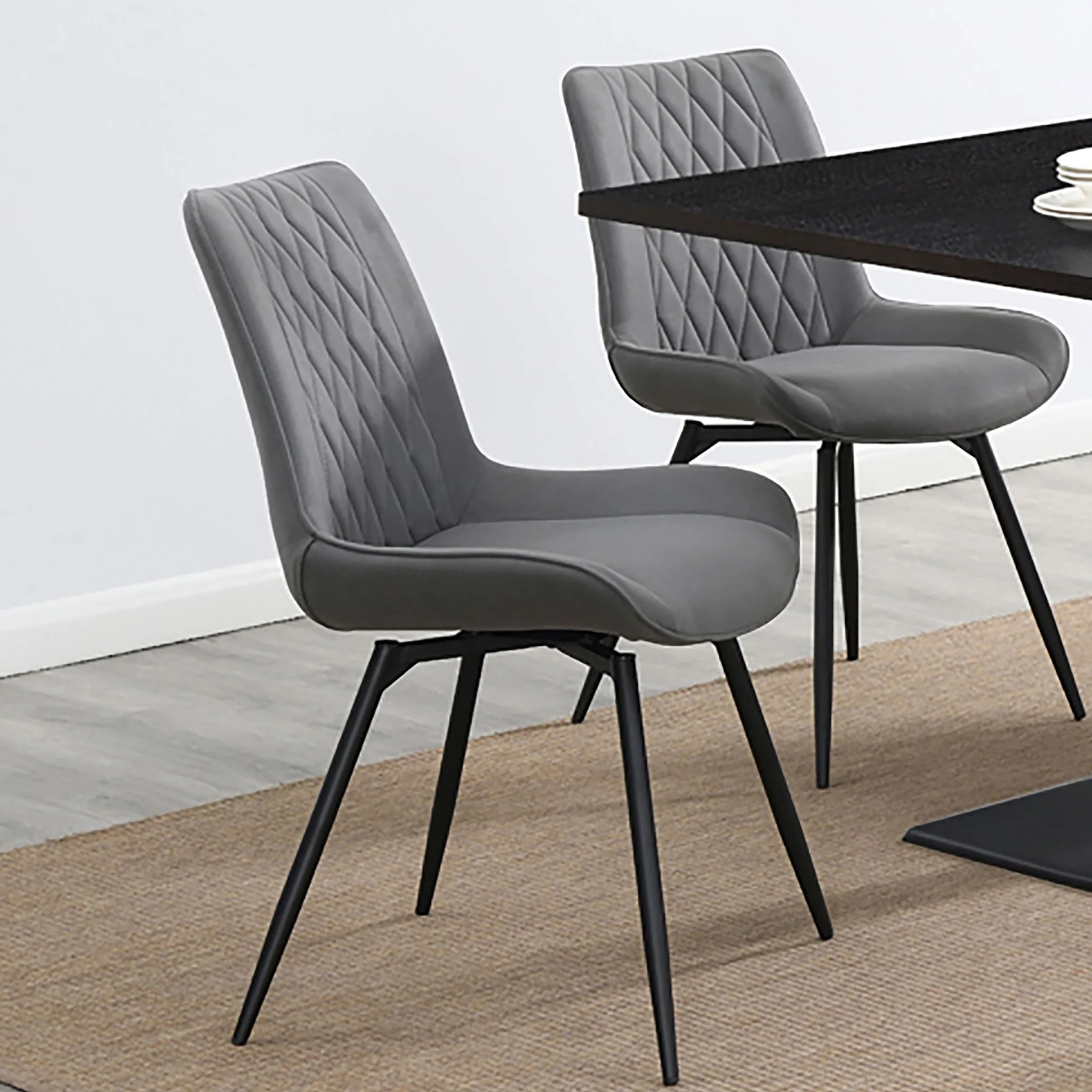 Diggs Upholstered Swivel Dining Side Chair Grey (Set of 2) - Image 3
