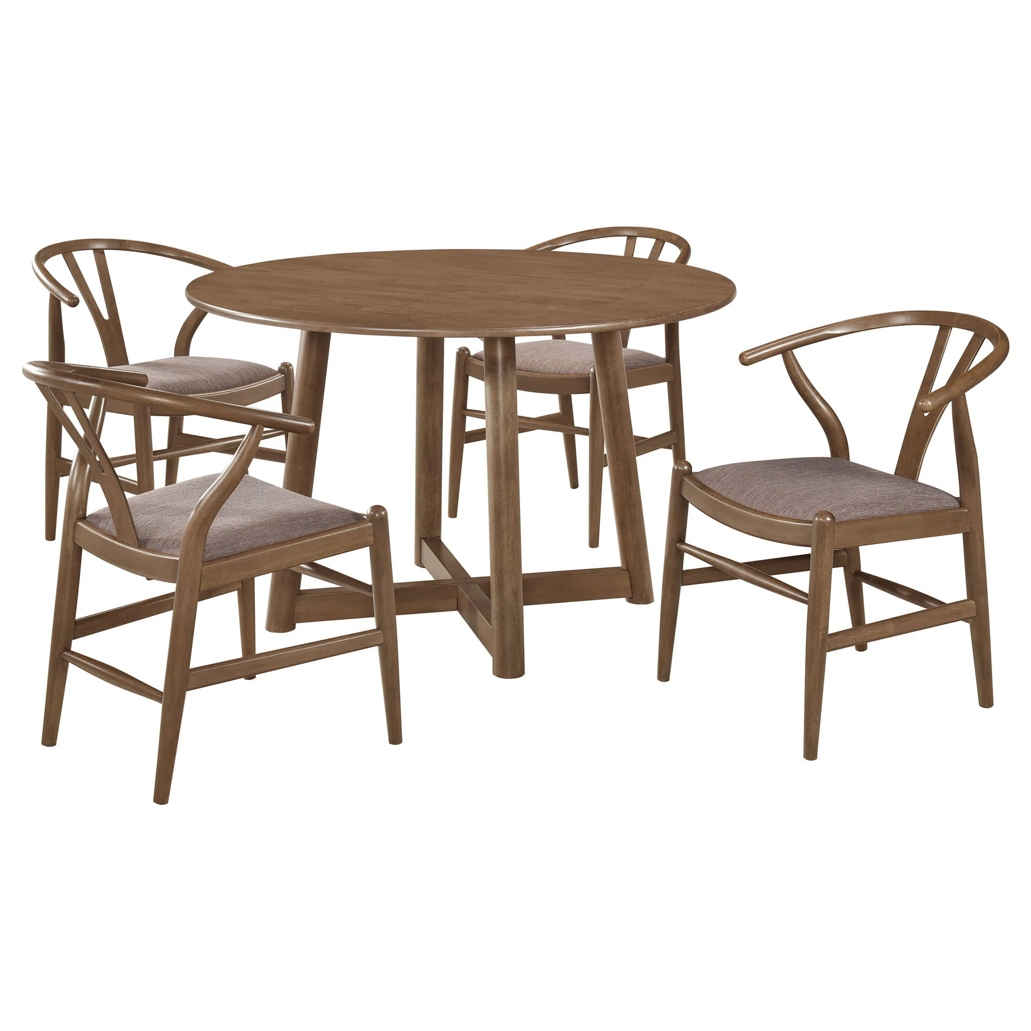 Dinah 5-piece Round Solid Wood Dining Set Walnut - Image 3
