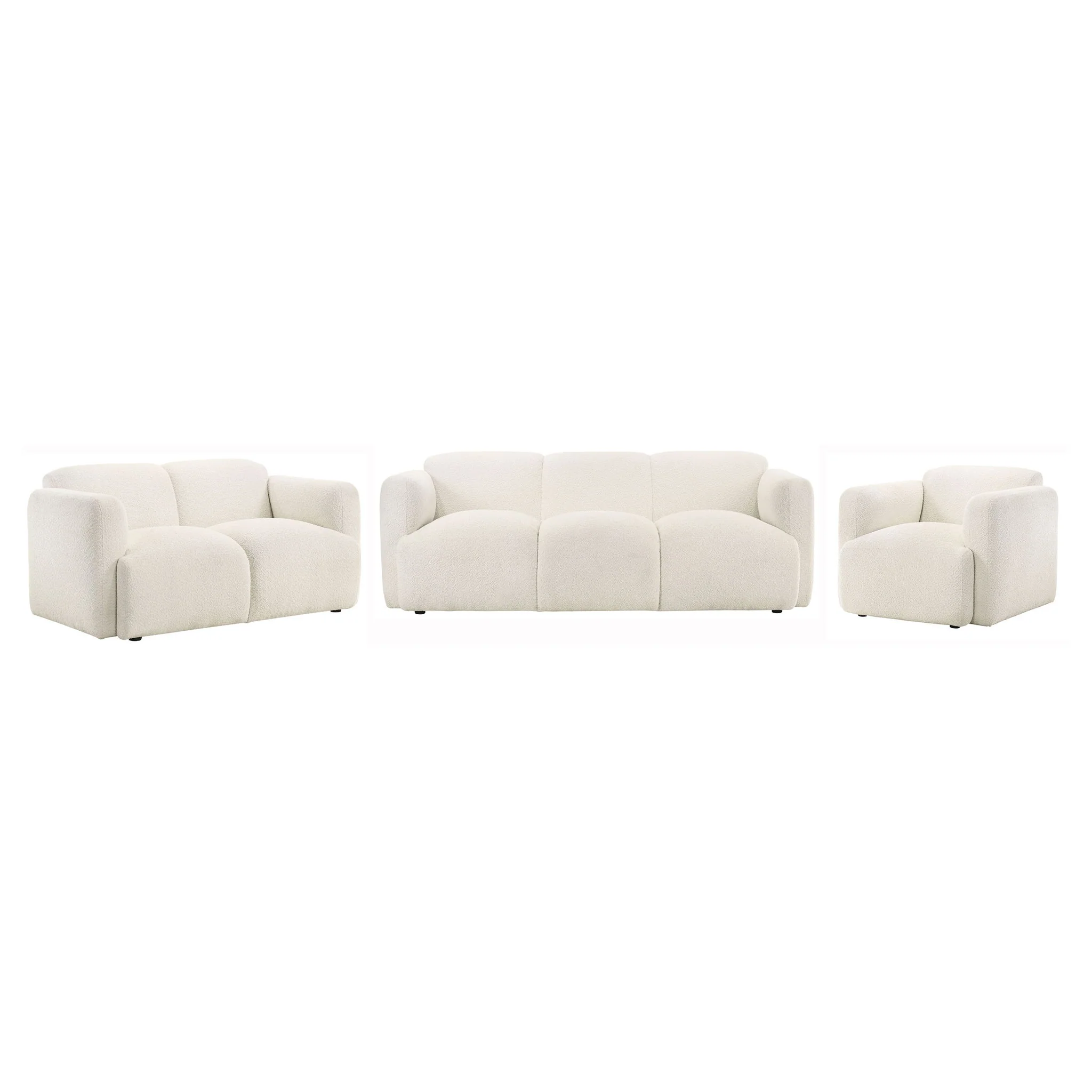 Dorset 3-piece Upholstered Round Track Arm Sofa Set White - Image 4