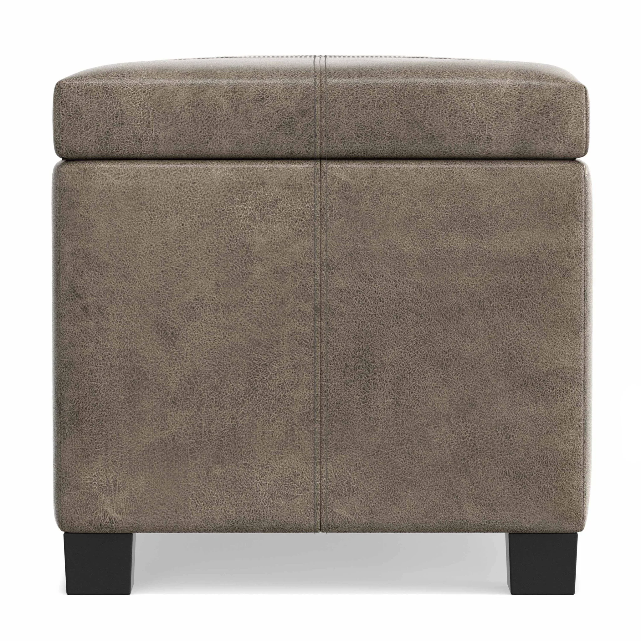 Dover - Storage Ottoman In Smoky Leather With Lift Up Storage - Brown - Image 2