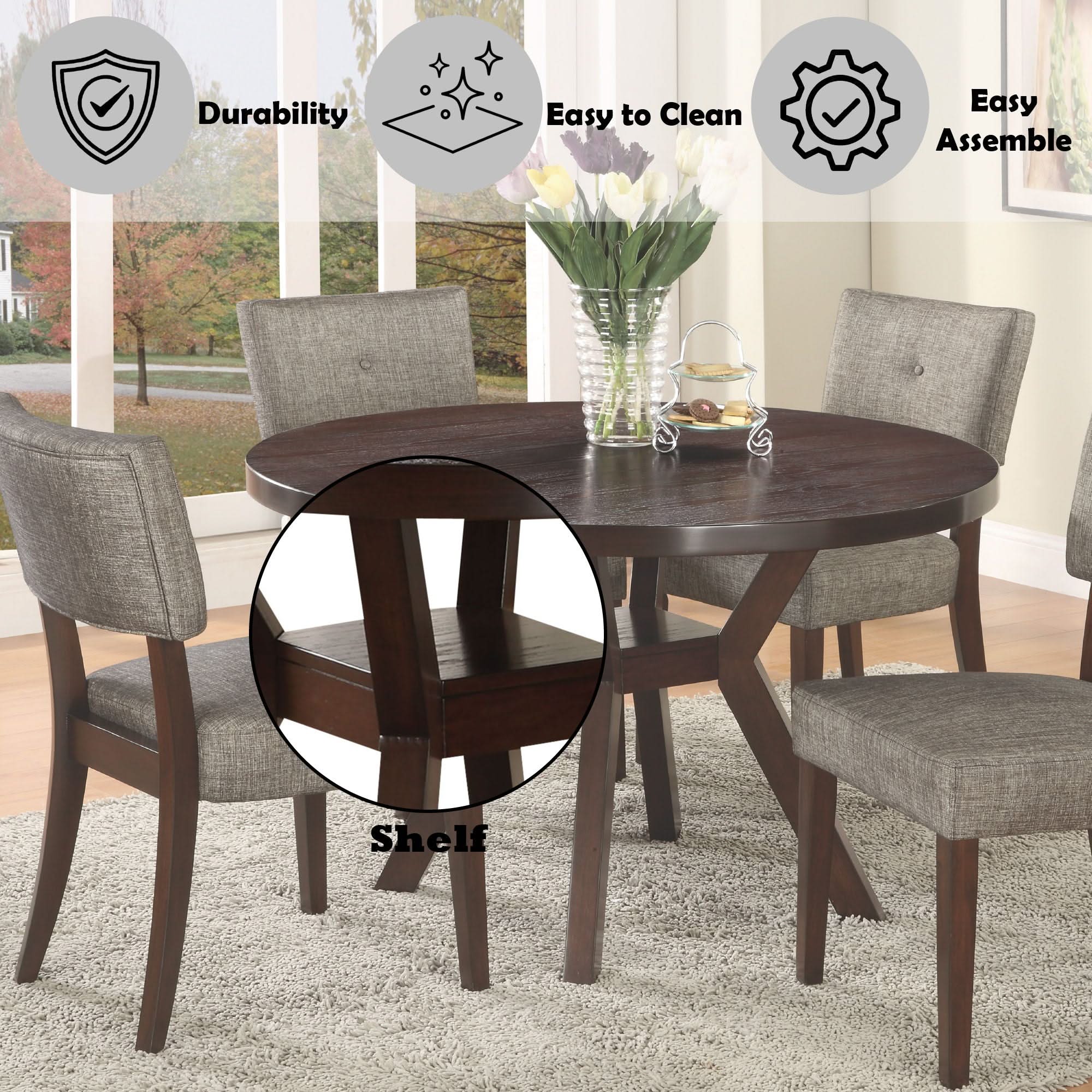 Drake - 5 Pieces Dining Room Set - Espresso / Gray - Image 2