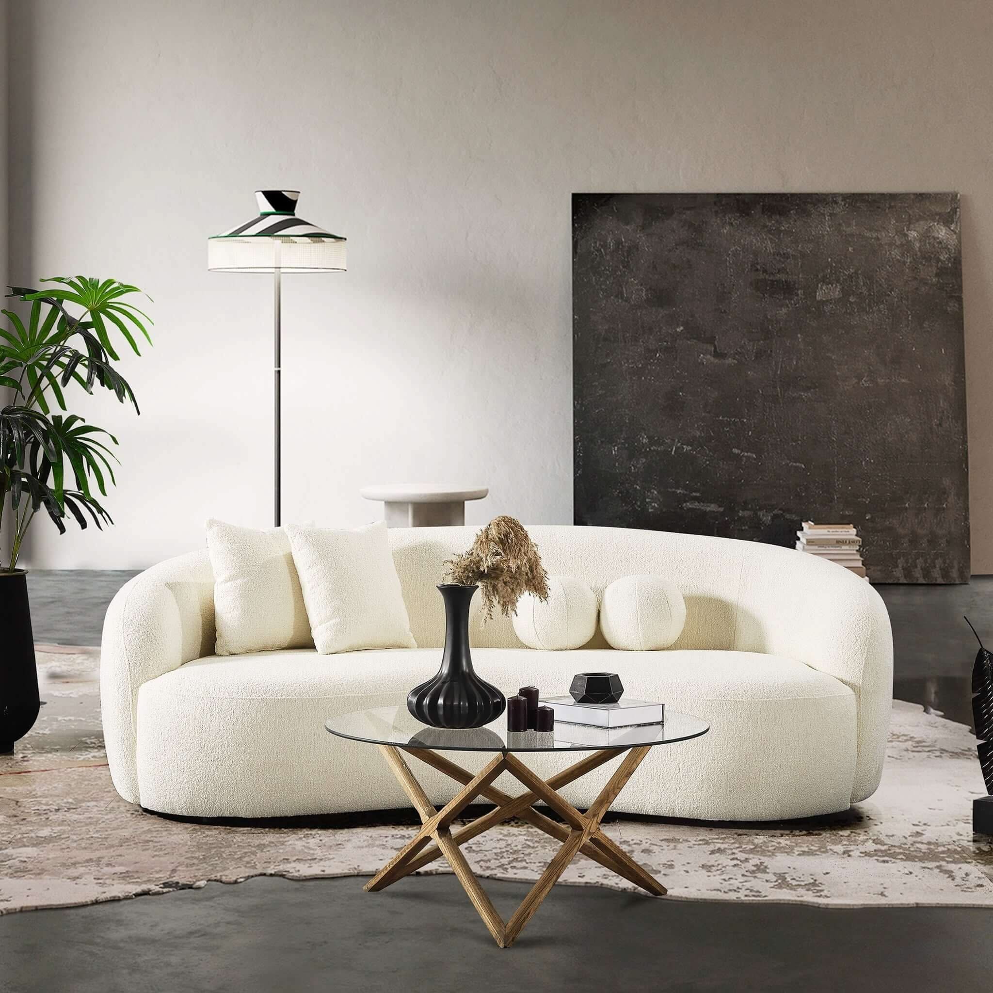 Drake - Japandi Style Curvy Boucle Sofa - Image 10