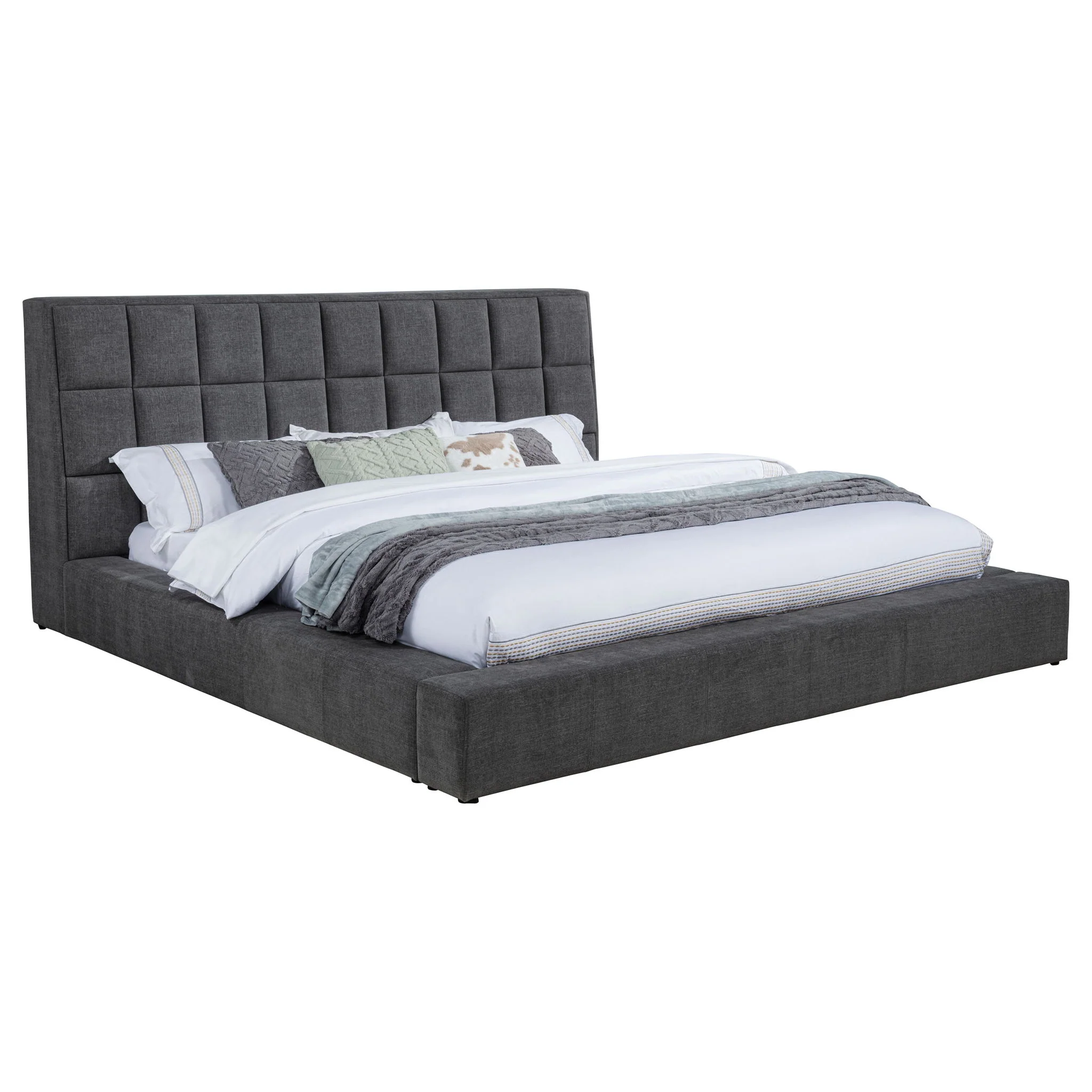 Dreux Upholstered California King Panel Platform Bed Grey - Image 2