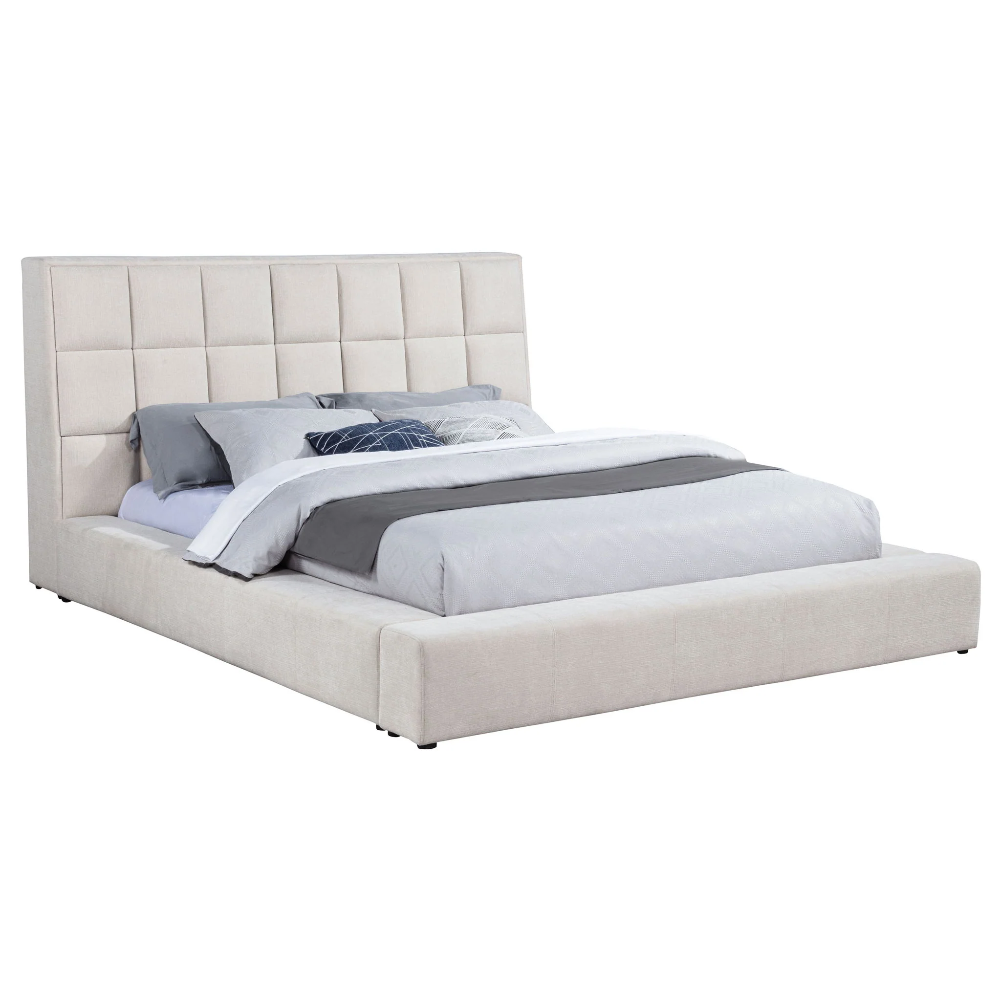 Dreux Upholstered Eastern King Panel Platform Bed Cream - Image 2