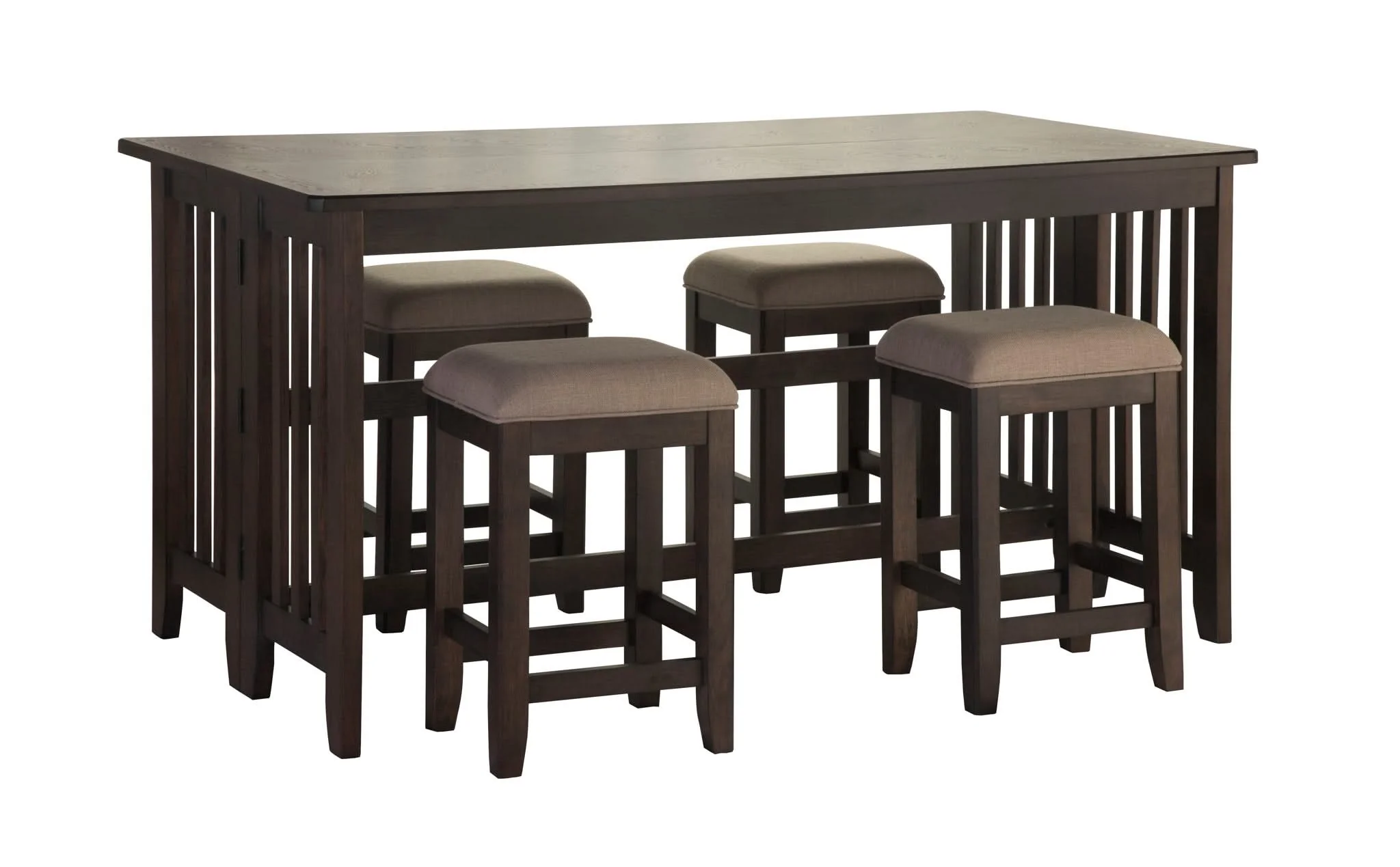 Drop Leaf Table & 4 Stools - Dark Brown - Image 2