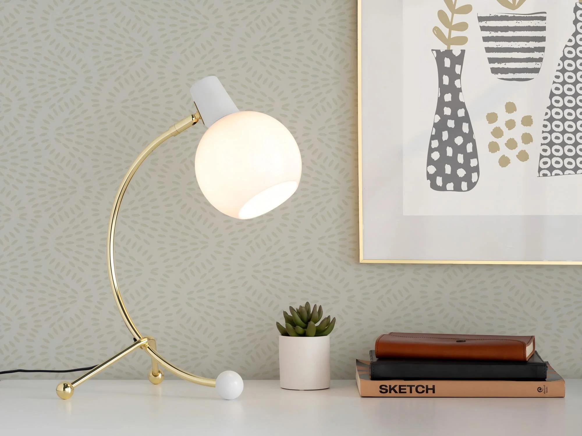 Eileen - Contemporary Task Lamp - Gold / White - Image 2