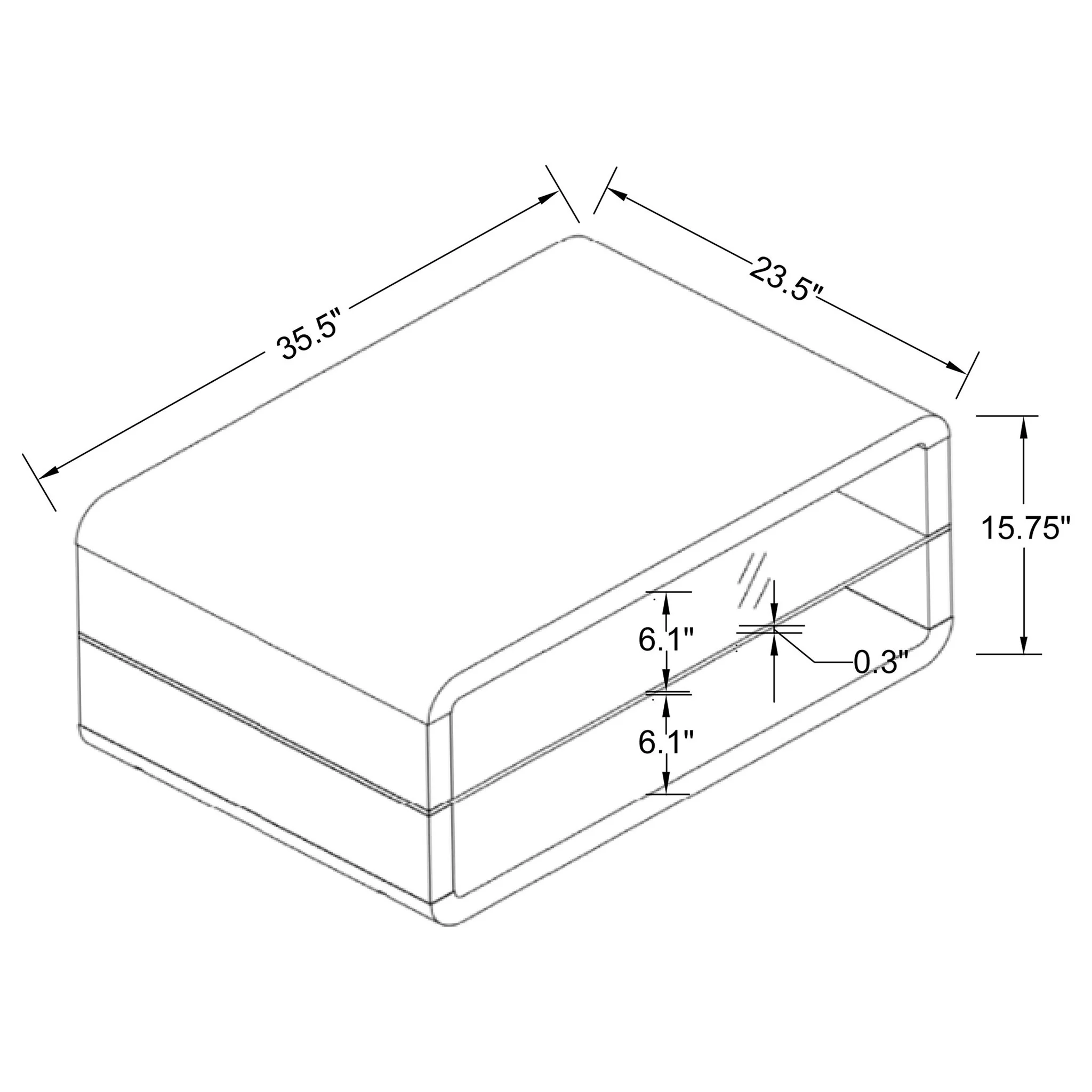 Elana 1-shelf Rectangular Coffee Table White High Gloss - Image 3