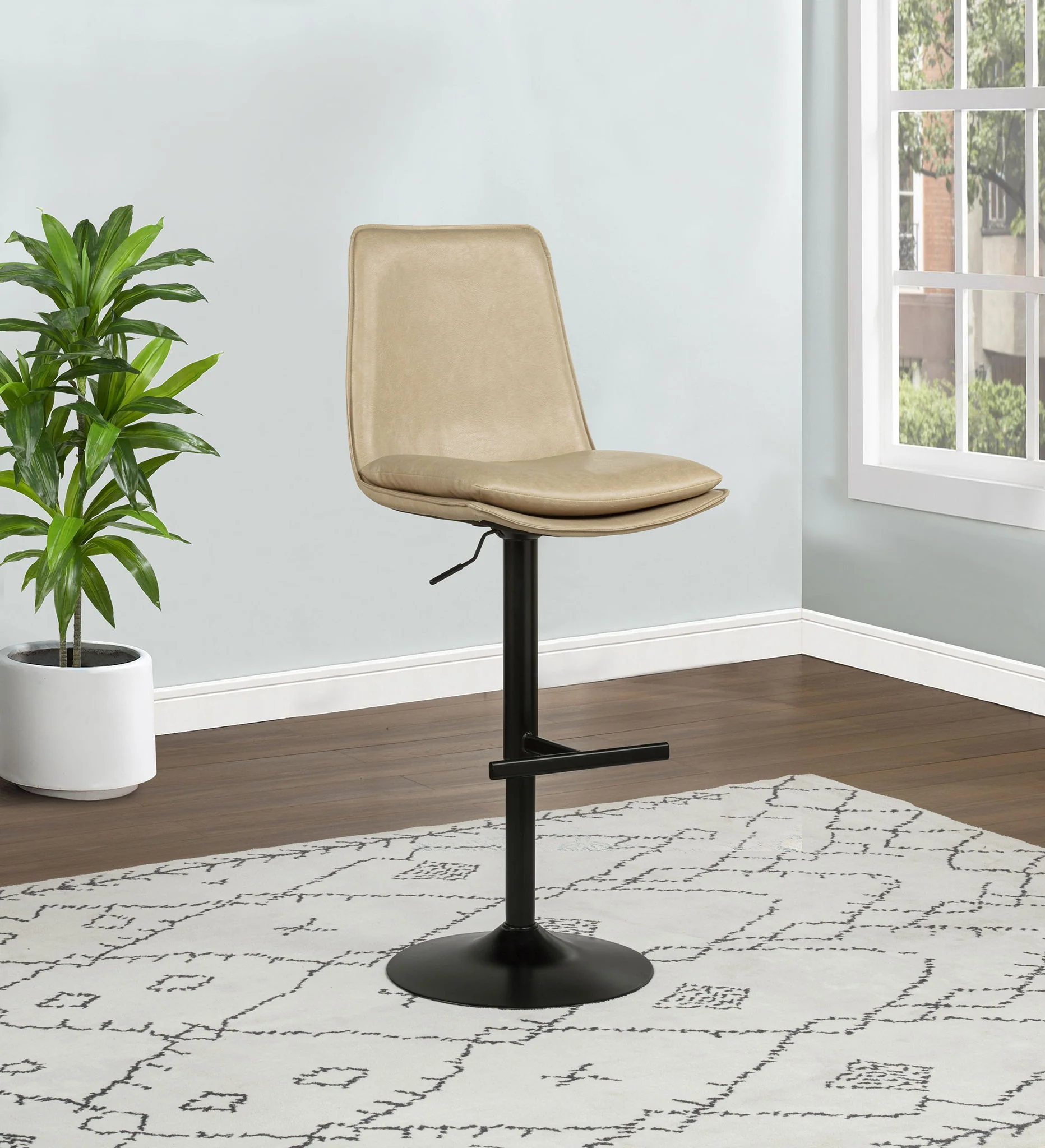 Eldridge Faux Leather Upholstered Adjustable Bar Stool Tan - Image 4