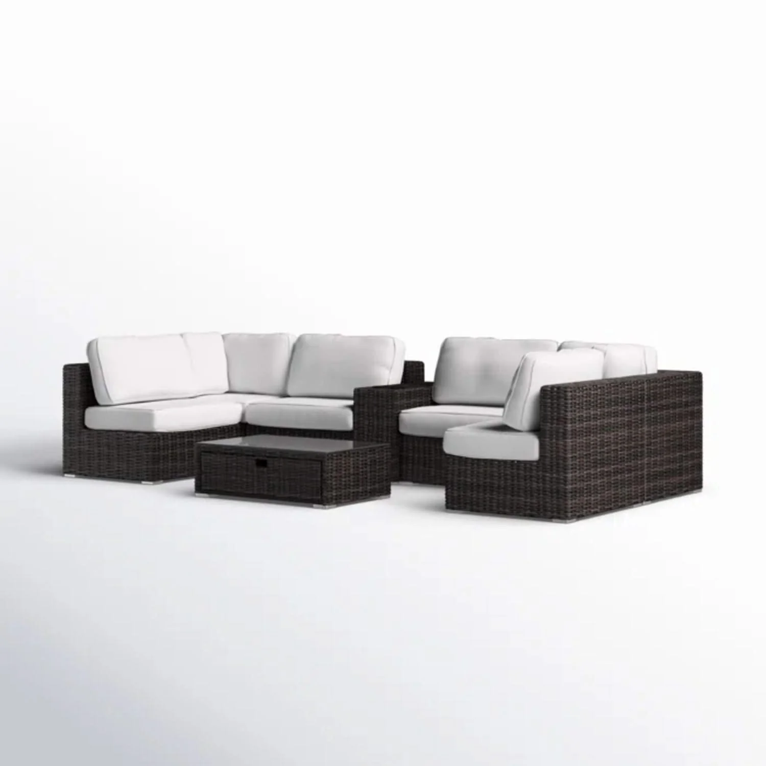 Elegant 4 Person Wicker Patio Seating Set With Cushions And Glass Top Table - Image 12