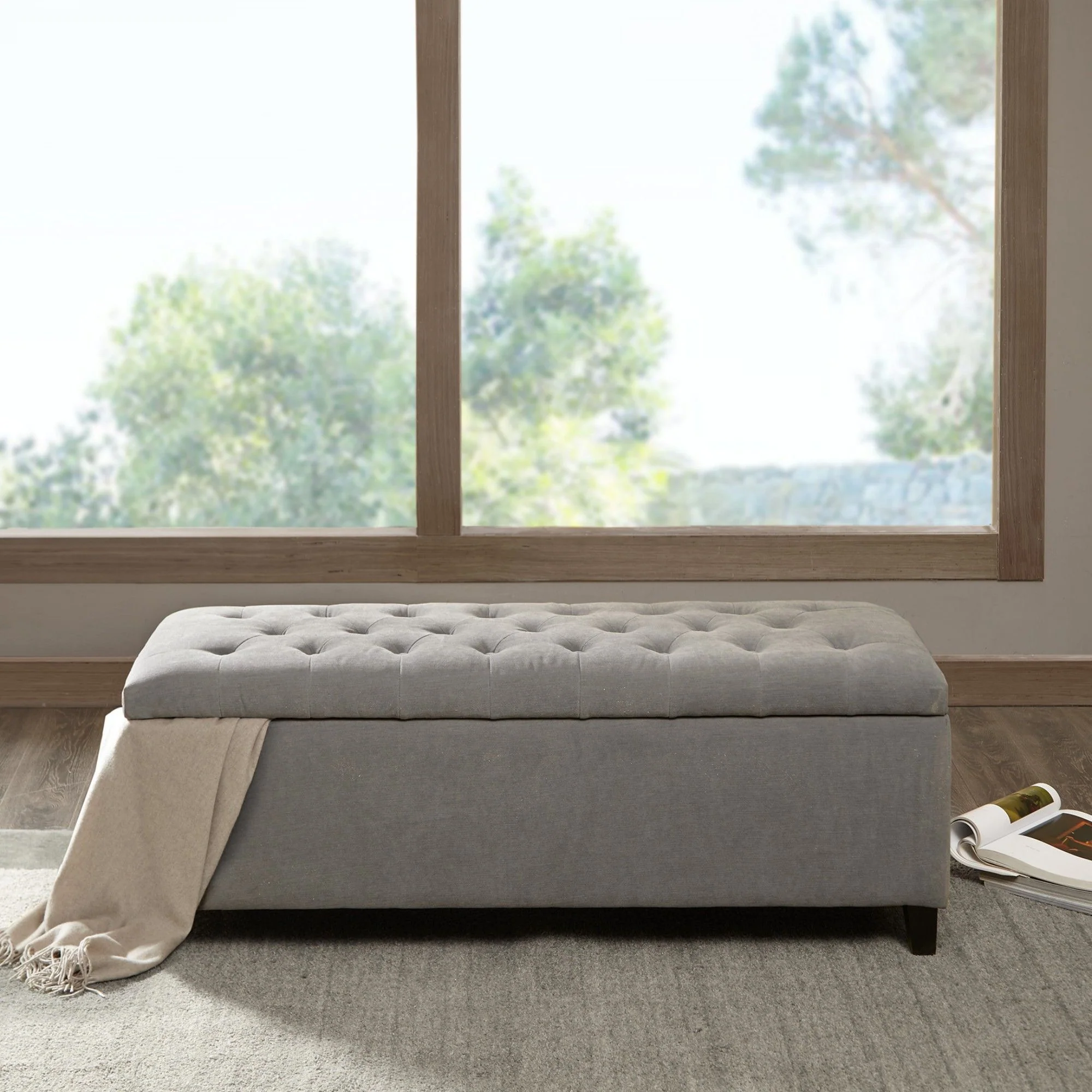 Elegant Design Tufted Top, Soft Close Storage Bench - Image 11