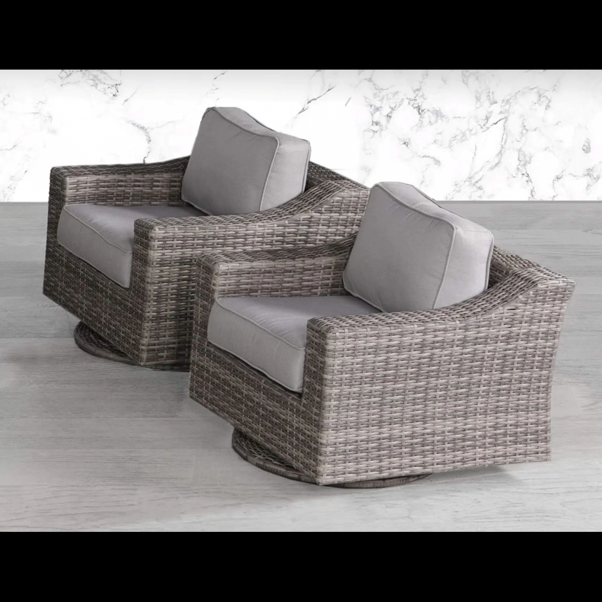 Swivel Patio Chair With Luxurious Cushions Perfect For Outdoor Relaxation (Set of 2) - Gray Mix - Image 2