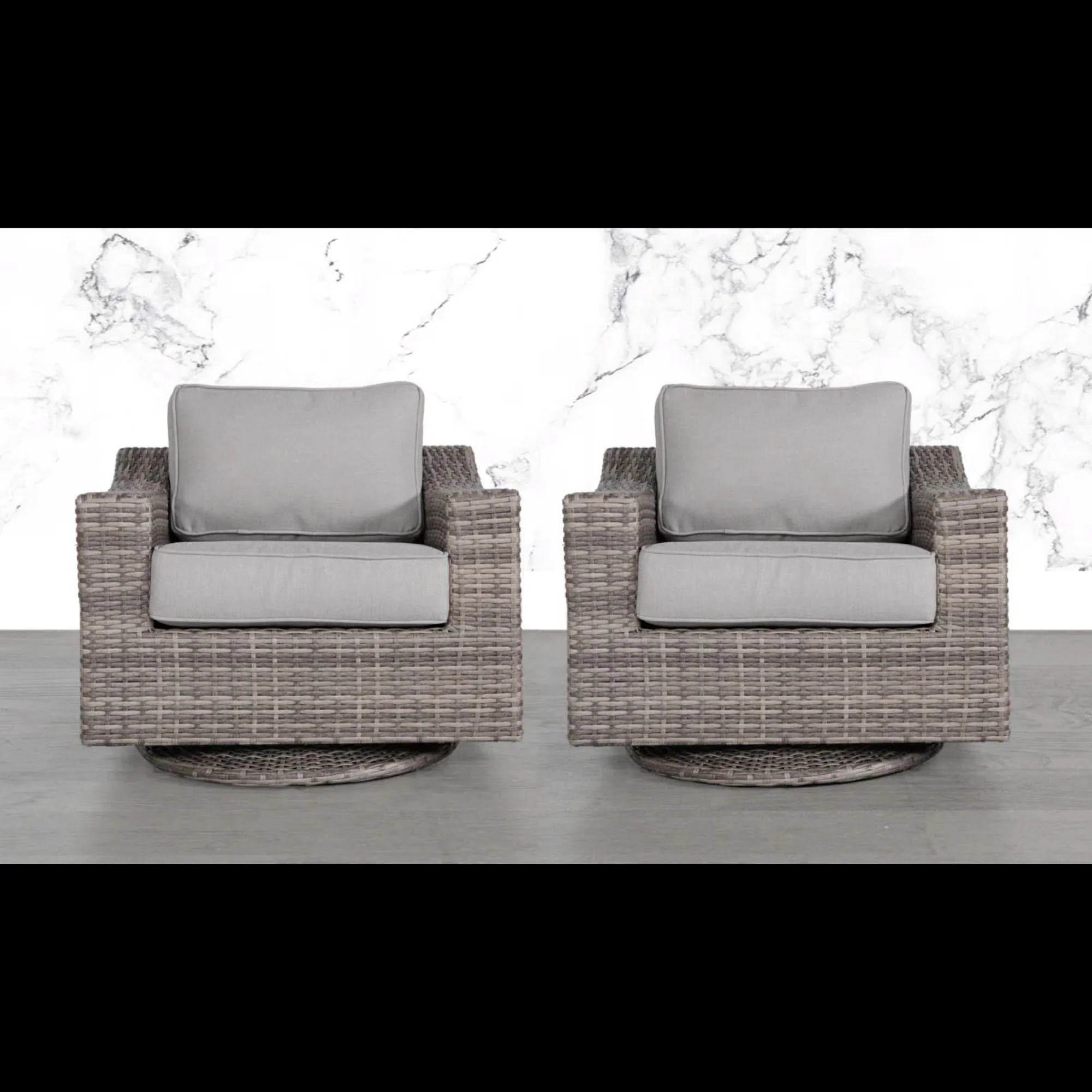 Swivel Patio Chair With Luxurious Cushions Perfect For Outdoor Relaxation (Set of 2) - Gray Mix - Image 4
