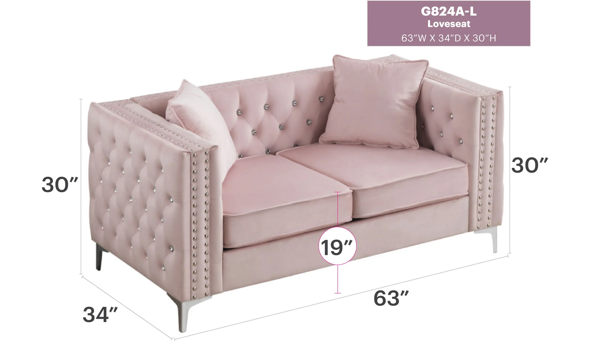 Elegant Track Arm Loveseat - Image 11