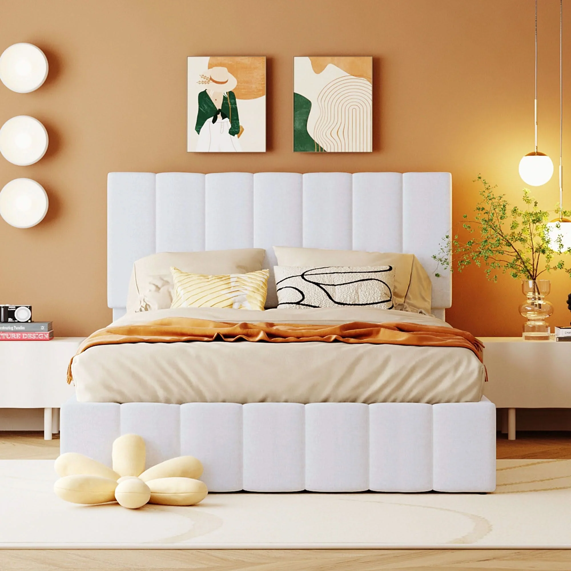 Elegant Upholstered Platform Bed With Hydraulic Storage System - Image 6