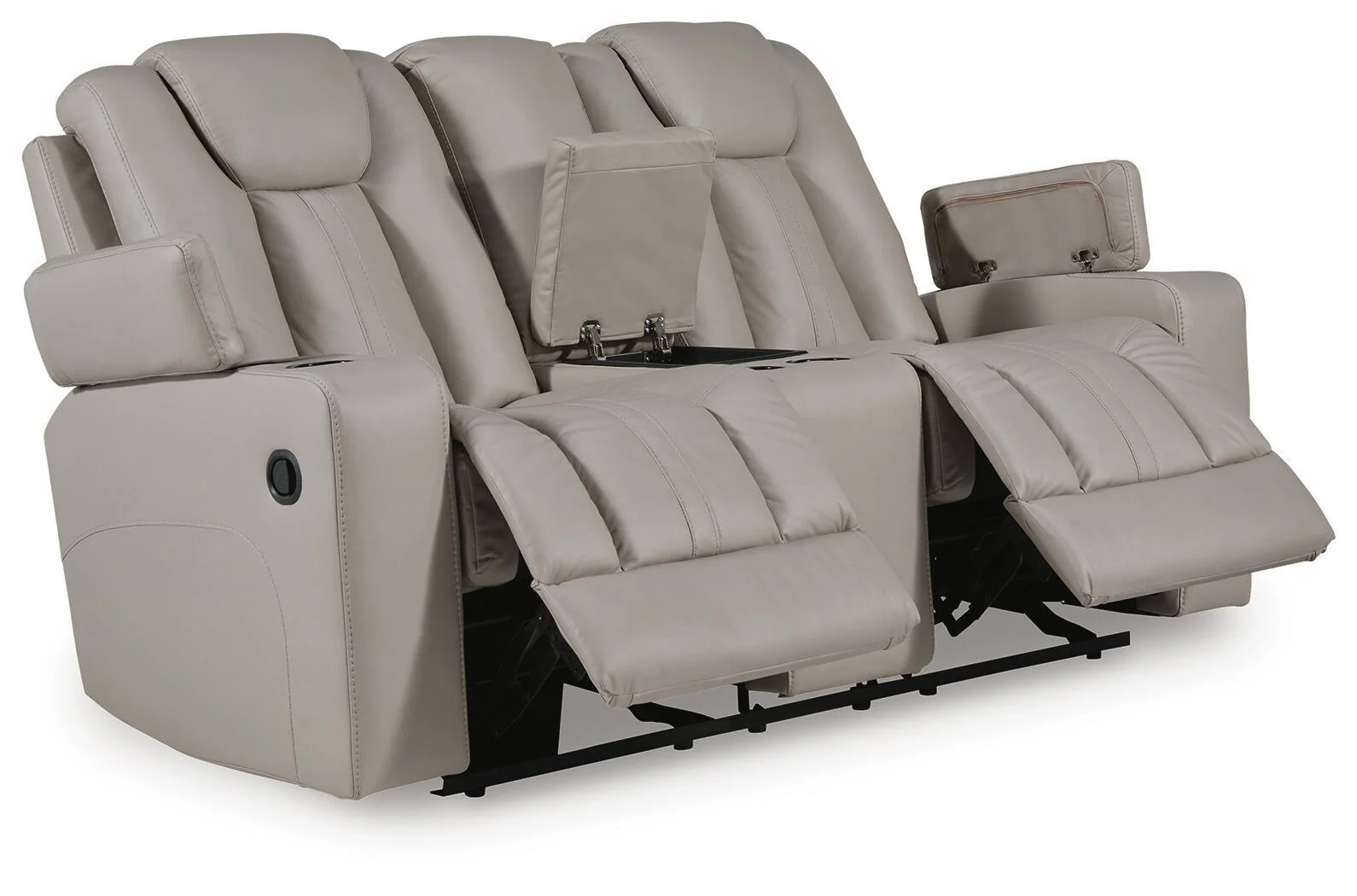 Elevate Edges - Glide Reclining Loveseat With Console - Coin - Image 4