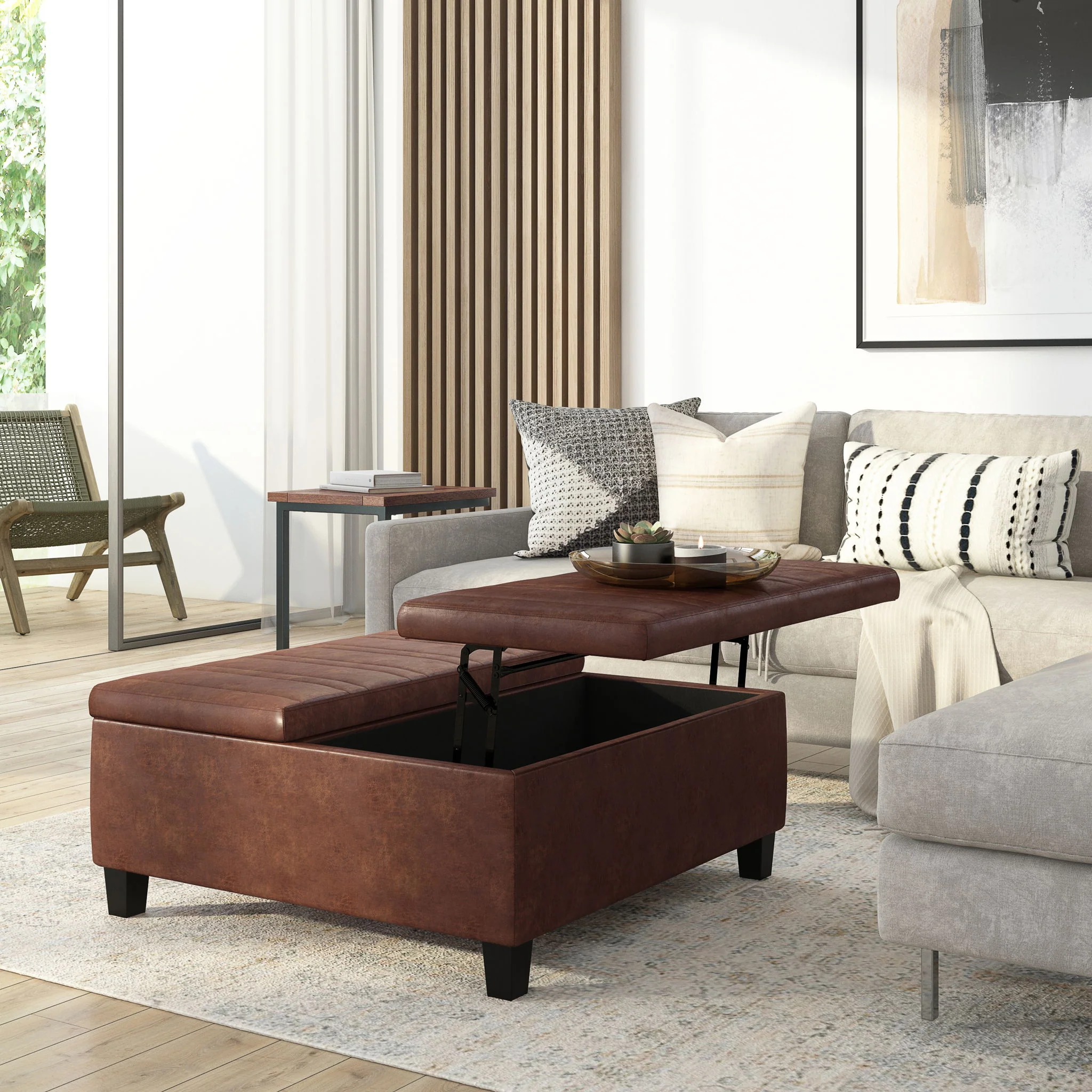 Ellis - Coffee Table Storage Ottoman Contemporary Design - Image 8