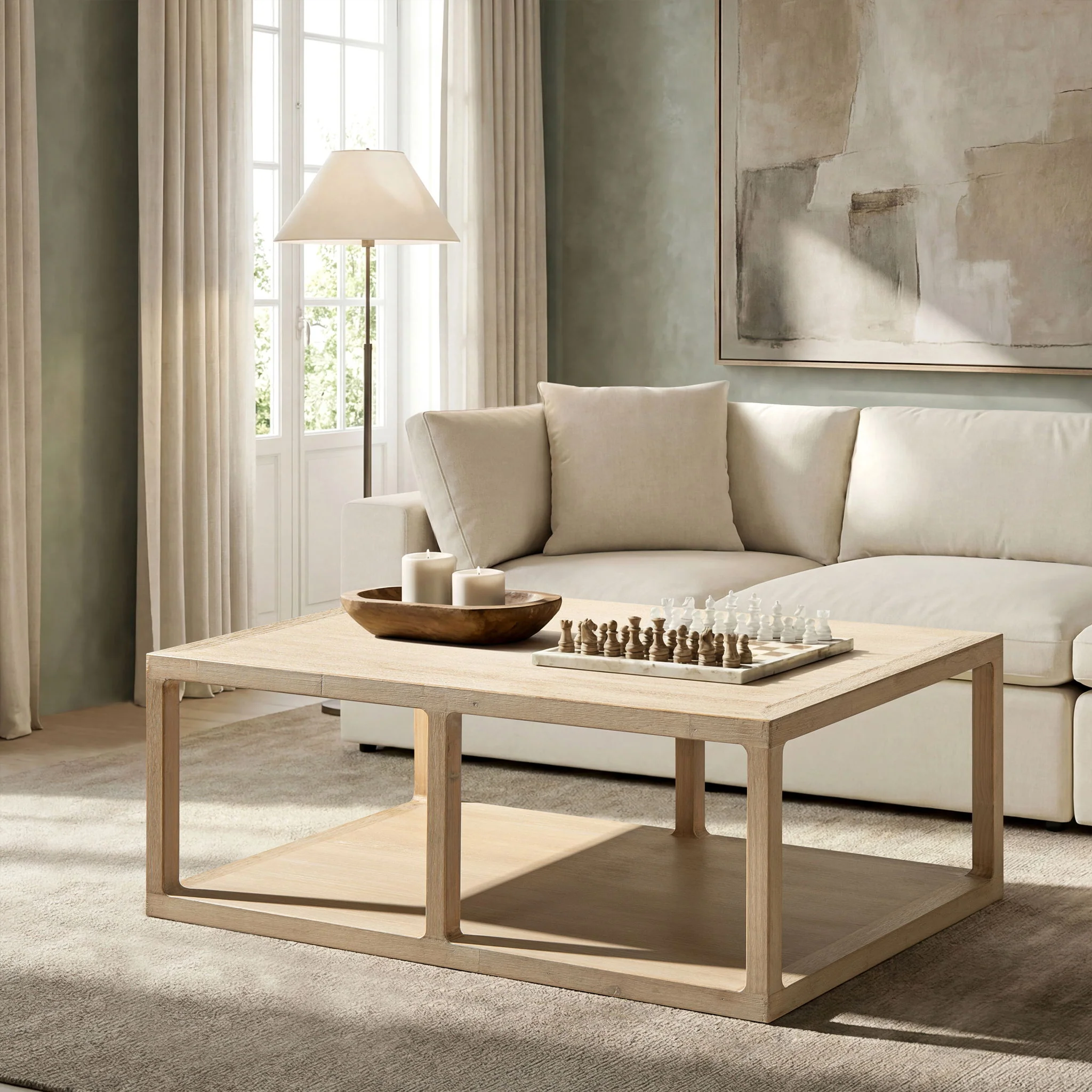 Ellis - Open Frame Coffee Table With Lower Shelf - Natural - Image 3