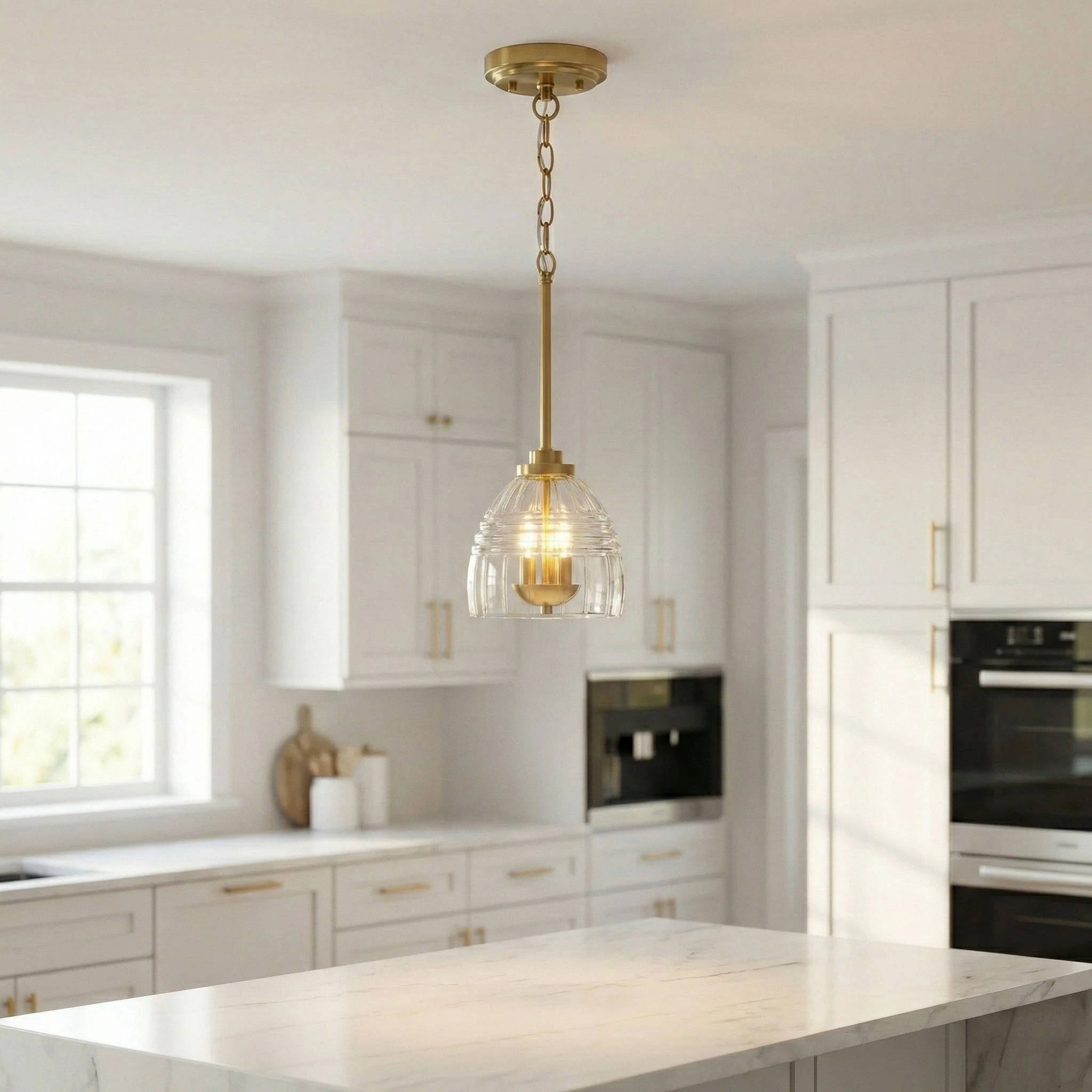 Ember - 3 Candle Lights Chain Pendant - Clear / Gold - Image 2