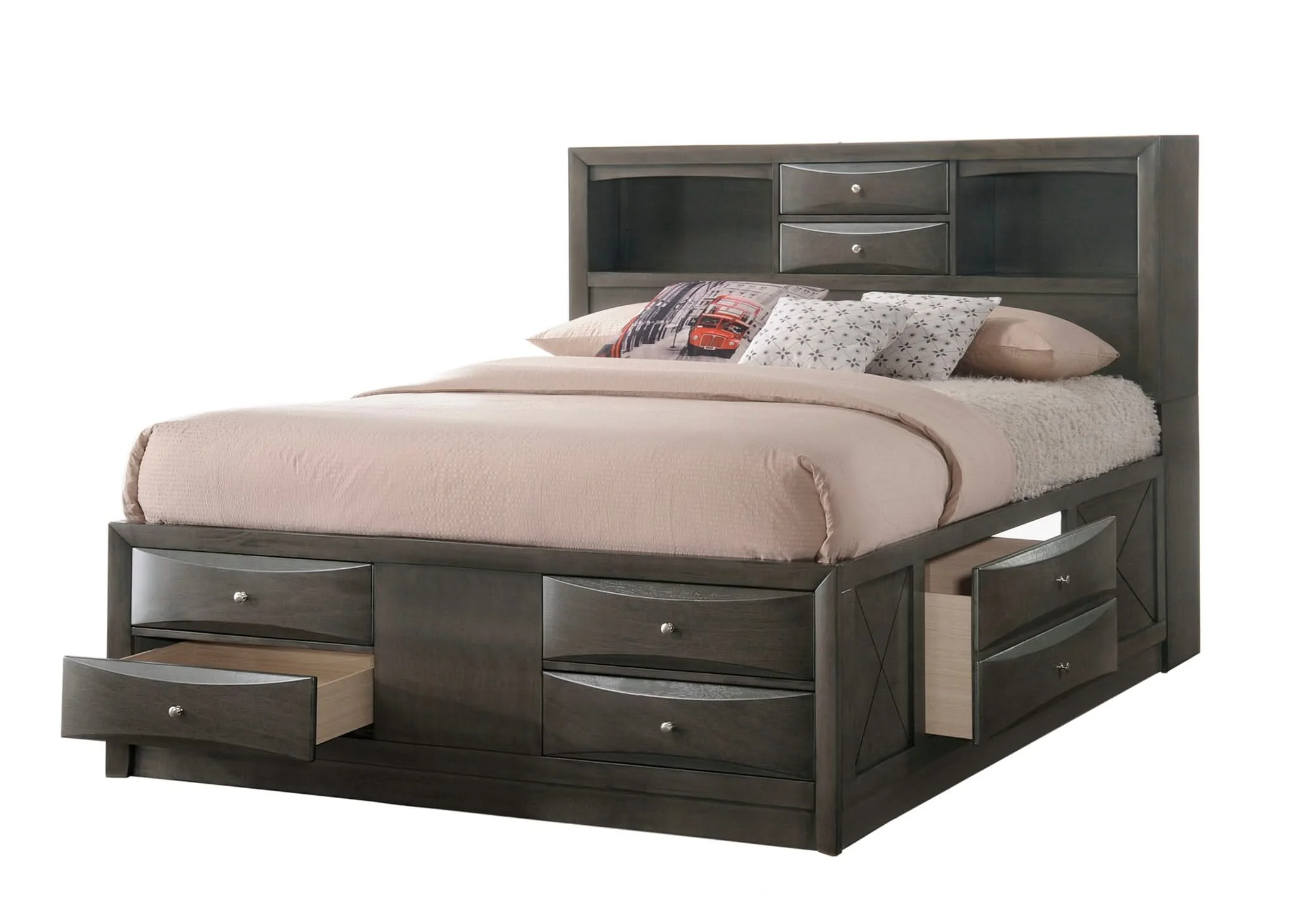 Emily - King 4 Piece Bedroom Set - Gray - Image 3