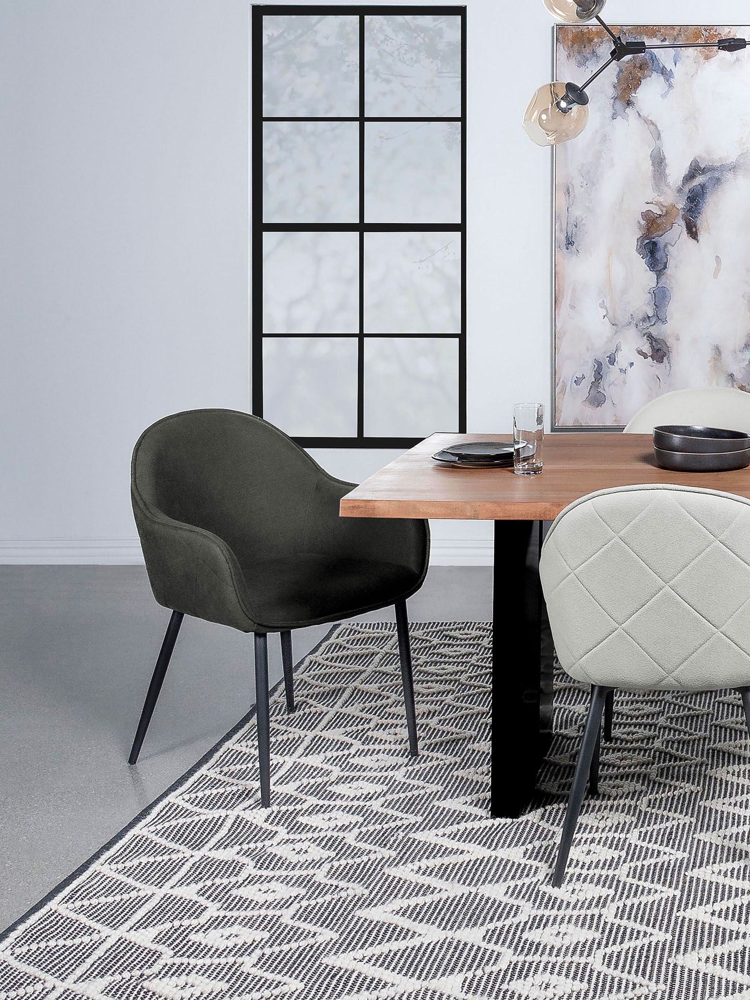 Emma Fabric Upholstered Dining Arm Chair Charcoal (Set of 2) - Image 3