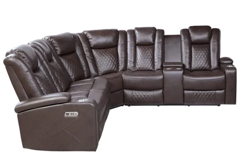 Encore Black 3-Piece Power Reclining Sectional with Power Headrests & Storage Console - Image 3